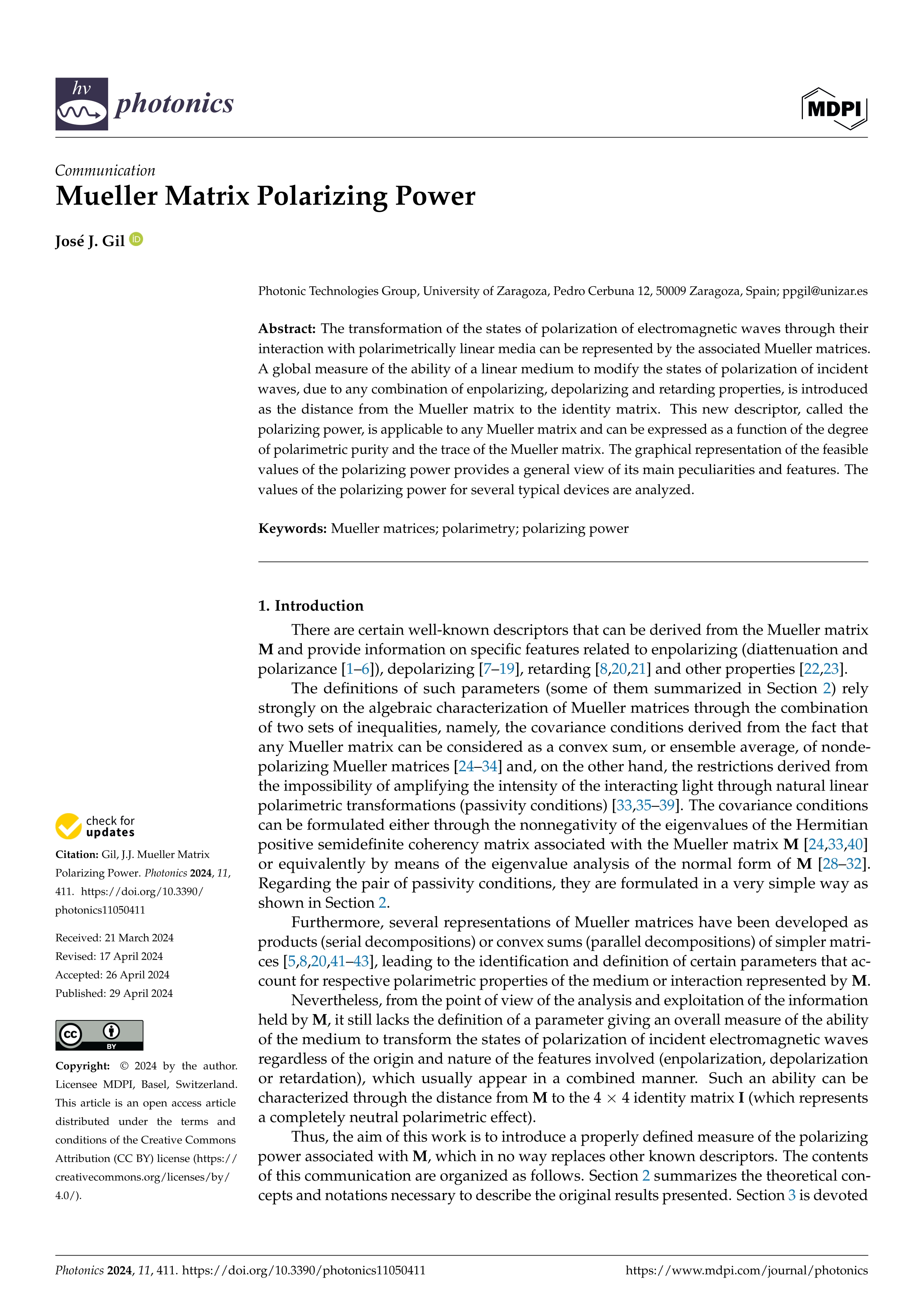 Mueller Matrix Polarizing Power