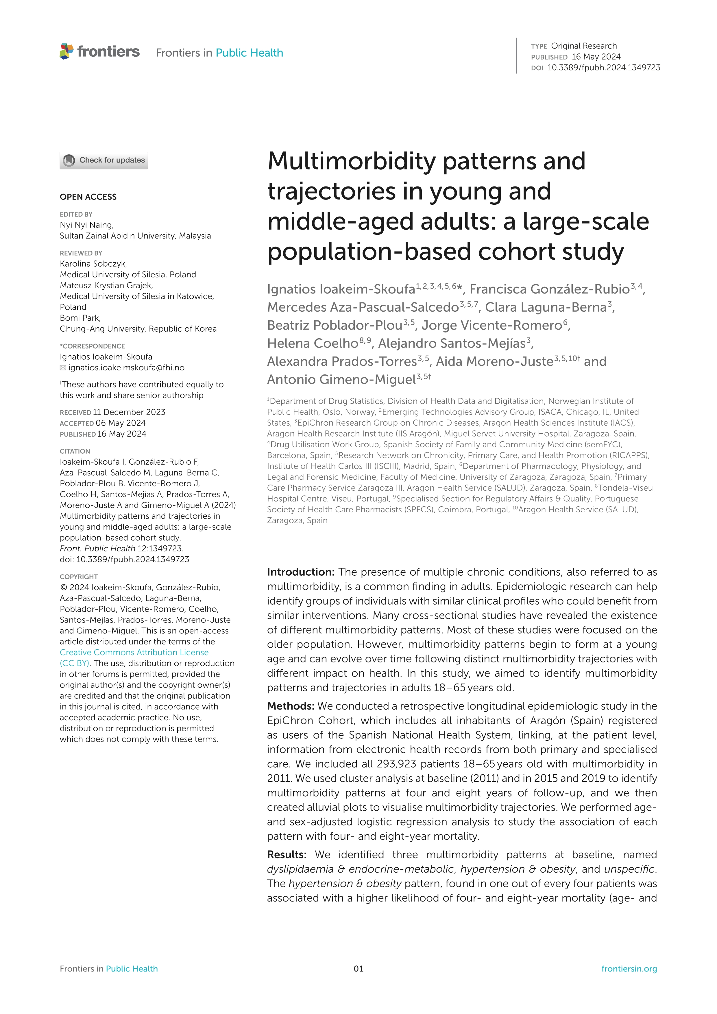 Multimorbidity patterns and trajectories in young and middle-aged adults: a large-scale population-based cohort study