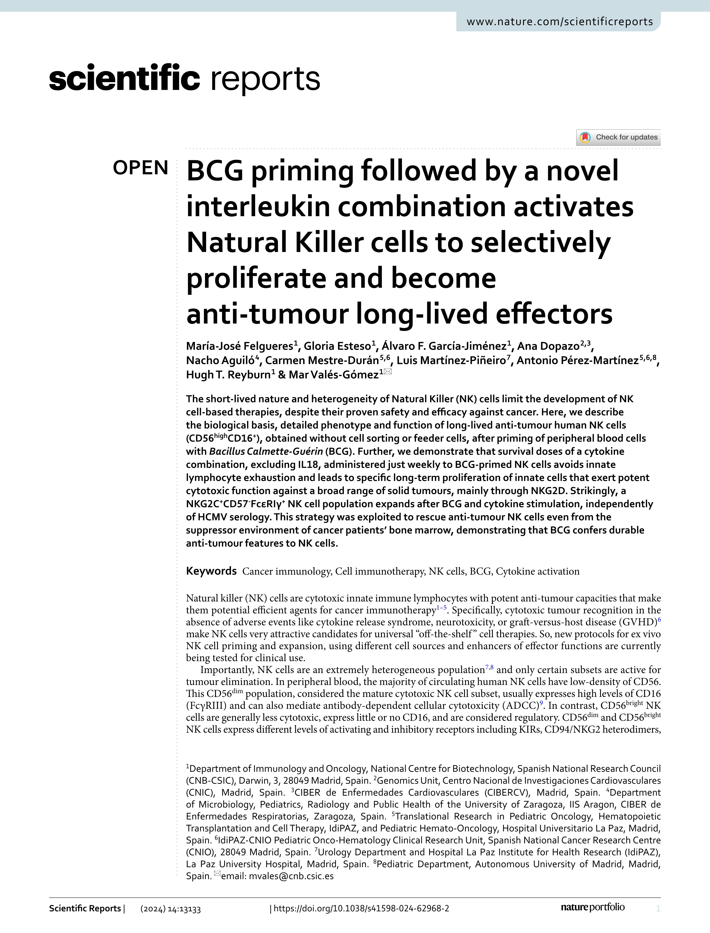 BCG priming followed by a novel interleukin combination activates Natural Killer cells to selectively proliferate and become anti-tumour long-lived effectors