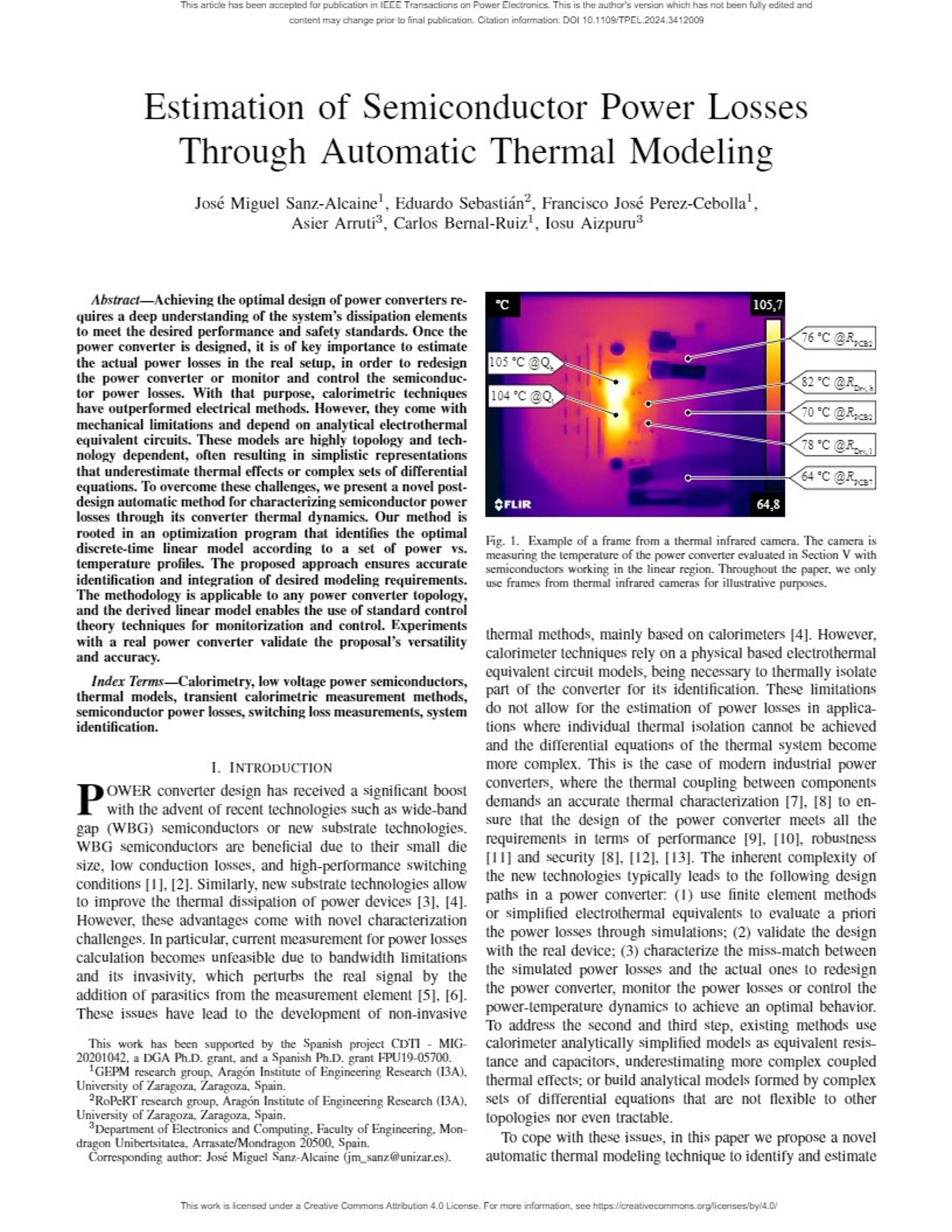 Estimation of semiconductor power losses through automatic thermal modeling