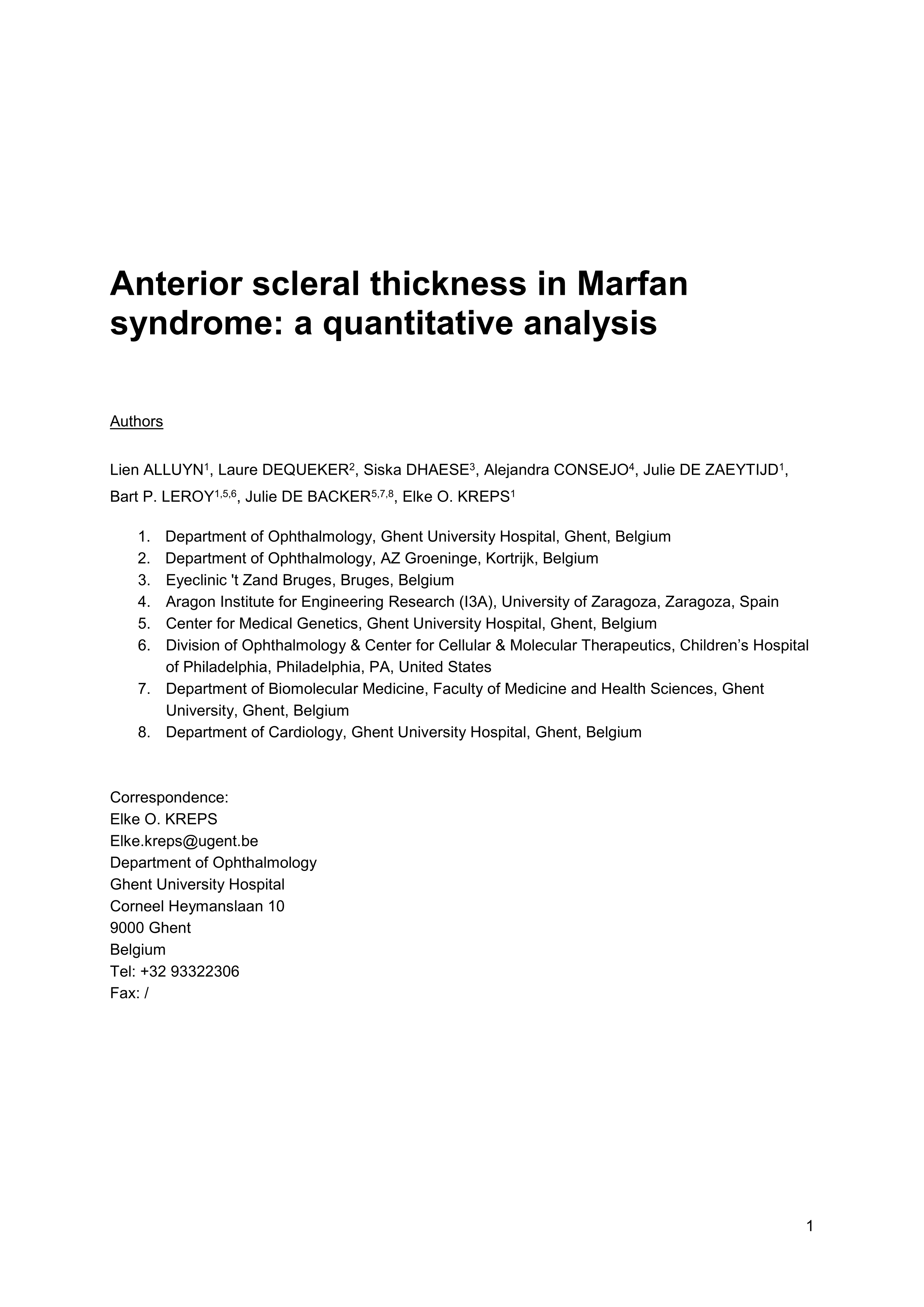 Anterior scleral thickness in Marfan syndrome: A quantitative analysis