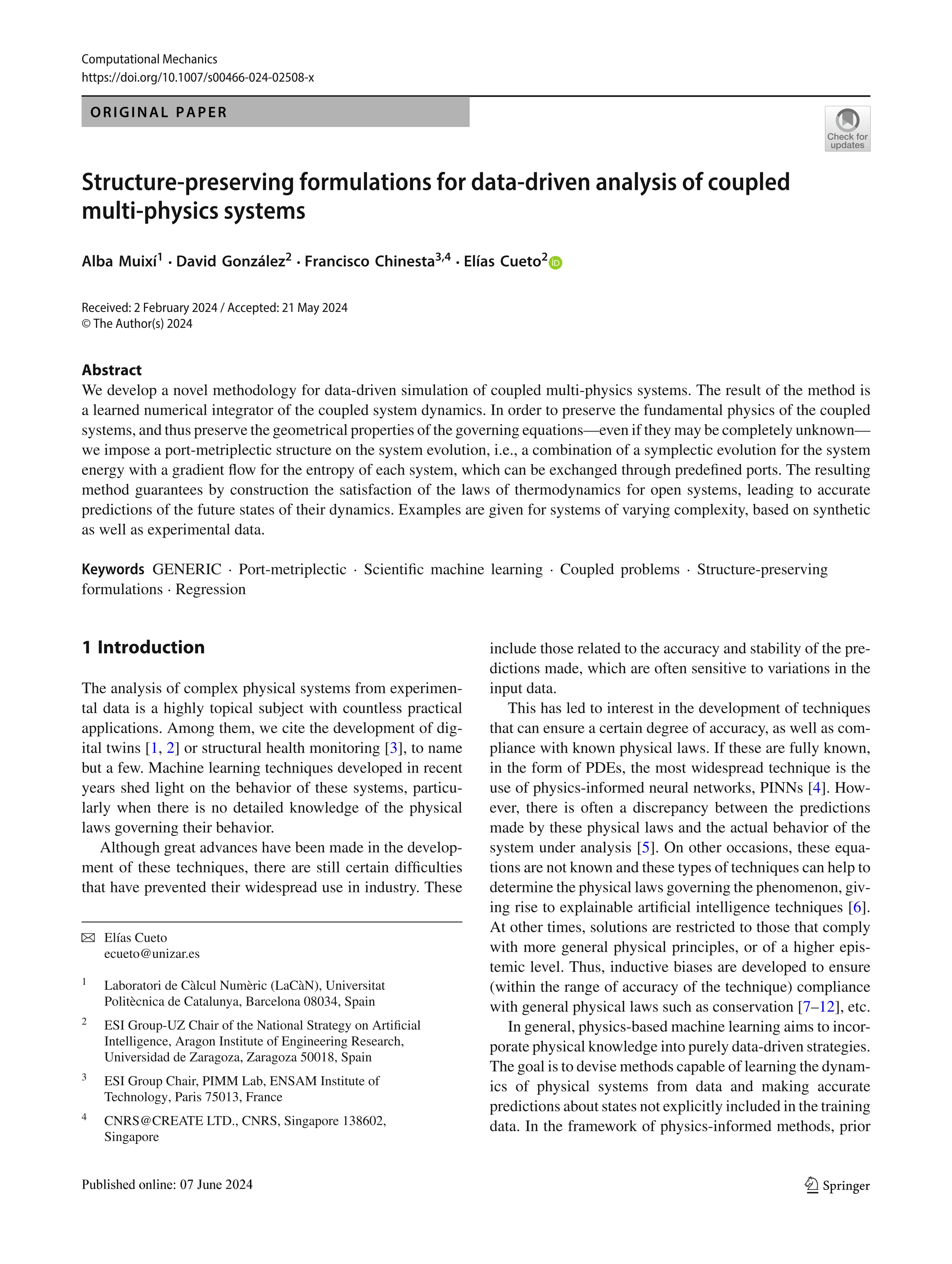 Structure-preserving formulations for data-driven analysis of coupled multi-physics systems