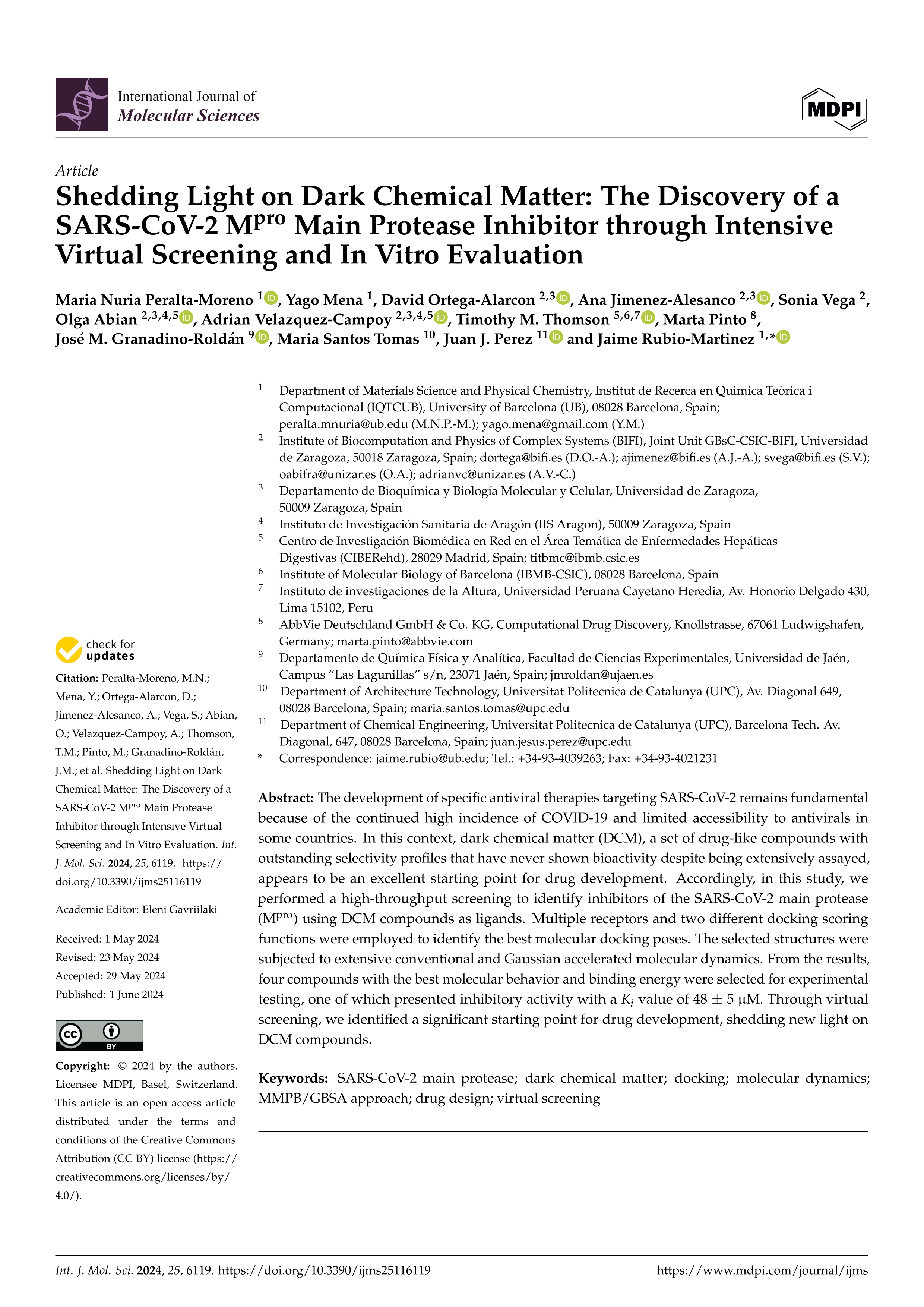 Shedding Light on Dark Chemical Matter: The Discovery of a SARS-CoV-2 Mpro Main Protease Inhibitor through Intensive Virtual Screening and In Vitro Evaluation