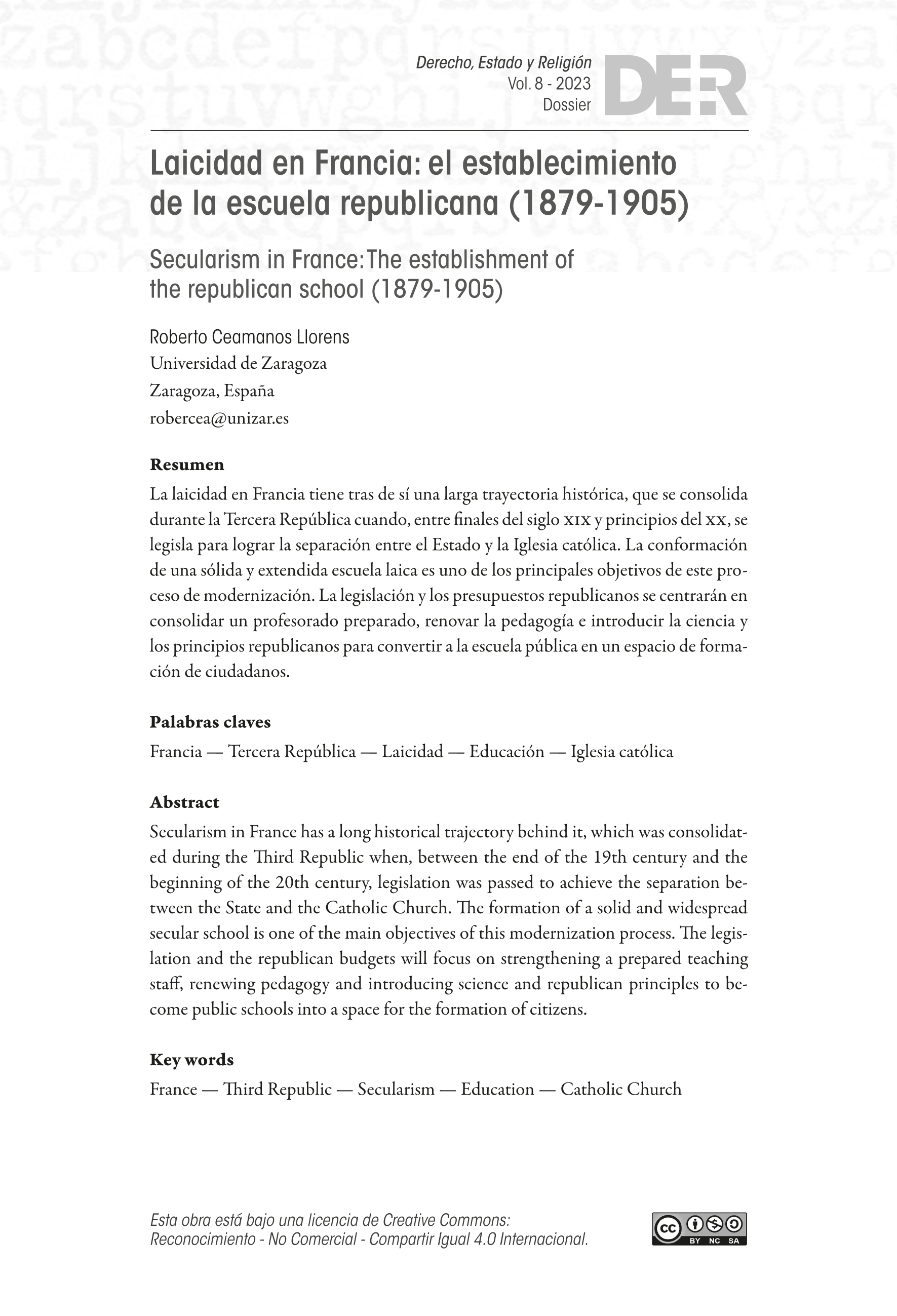 Laicidad en Francia: el establecimiento de la escuela republicana (1879-1905)