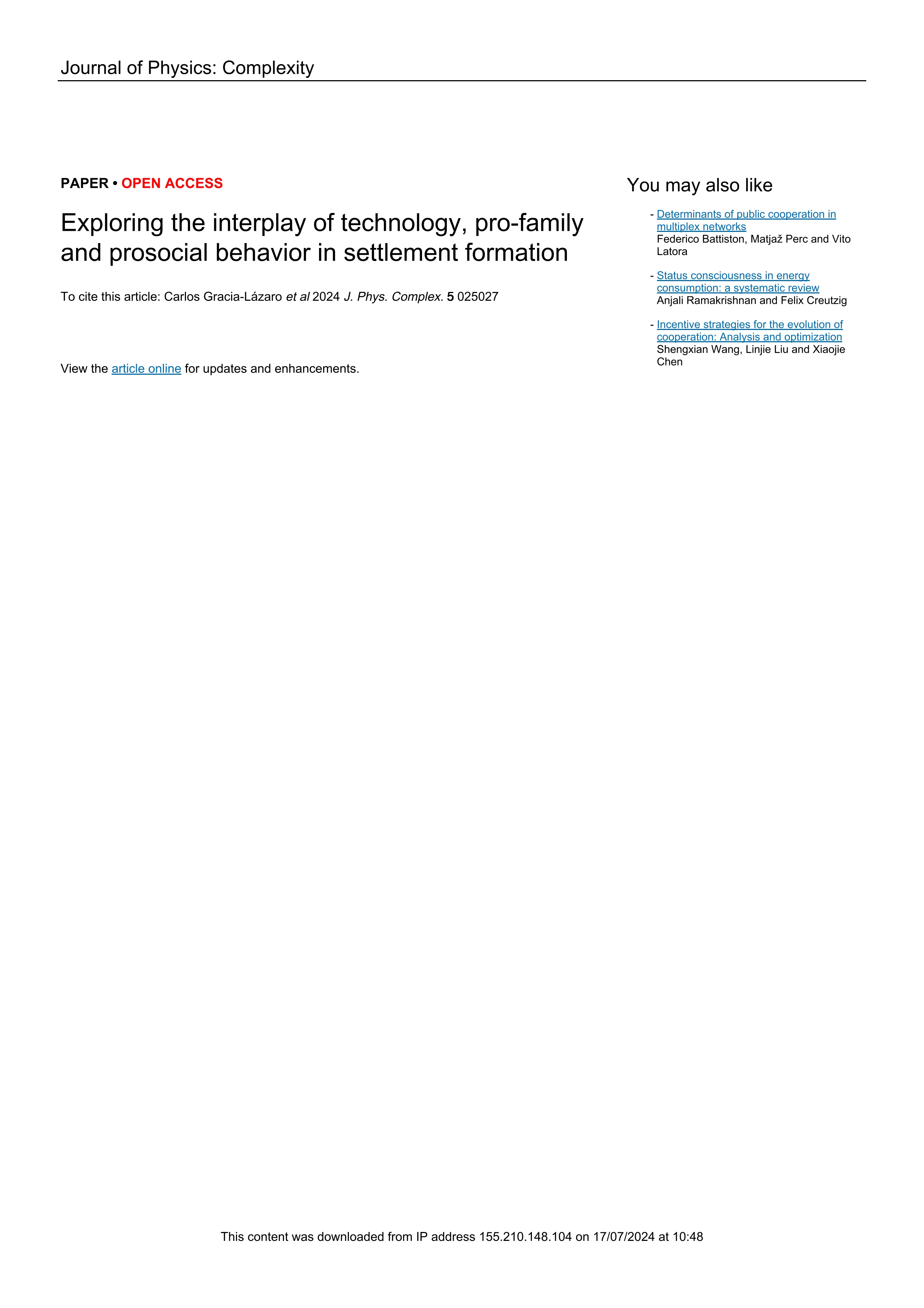 Exploring the interplay of technology, pro-family and prosocial behavior in settlement formation