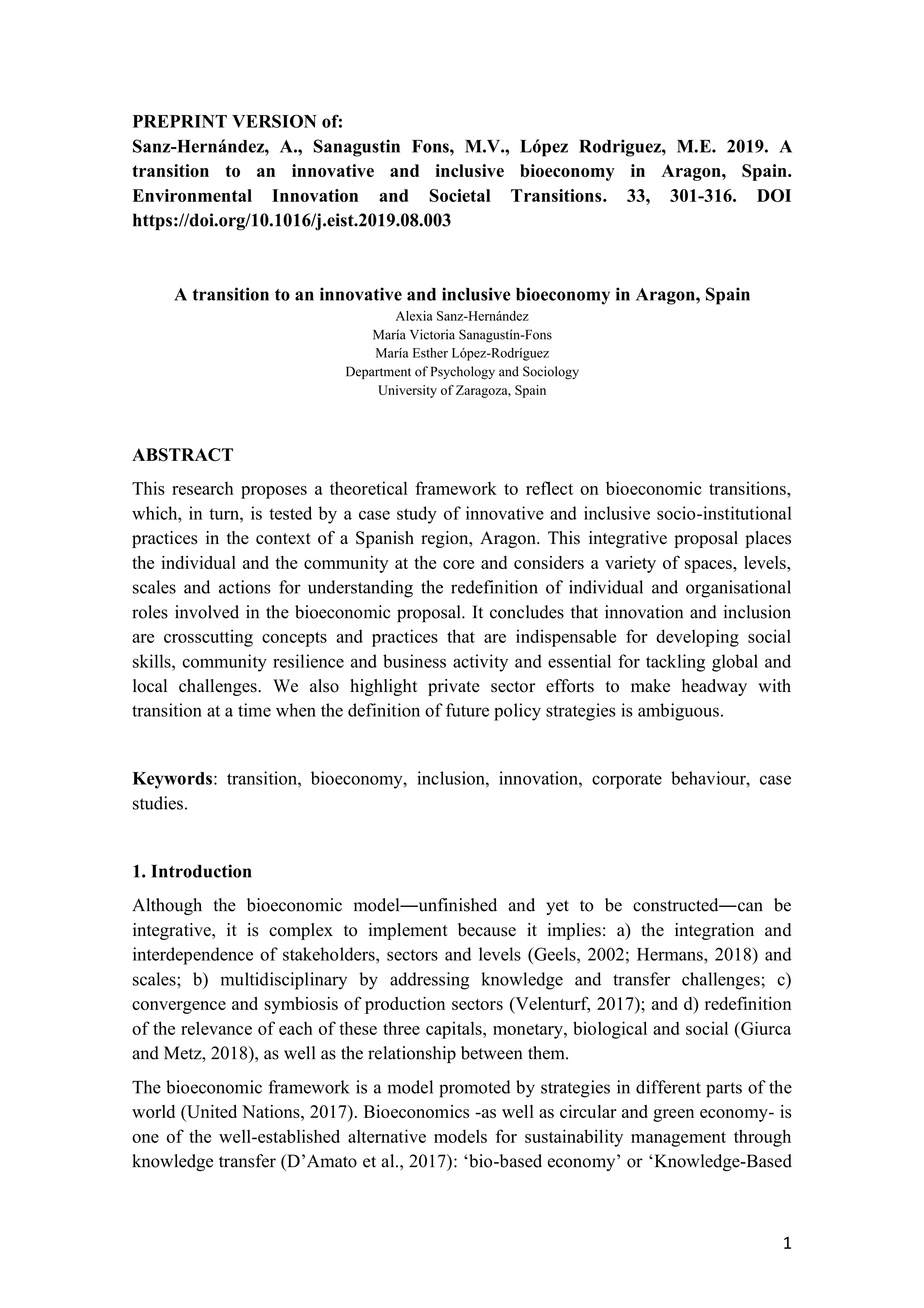 A transition to an innovative and inclusive bioeconomy in Aragon, Spain