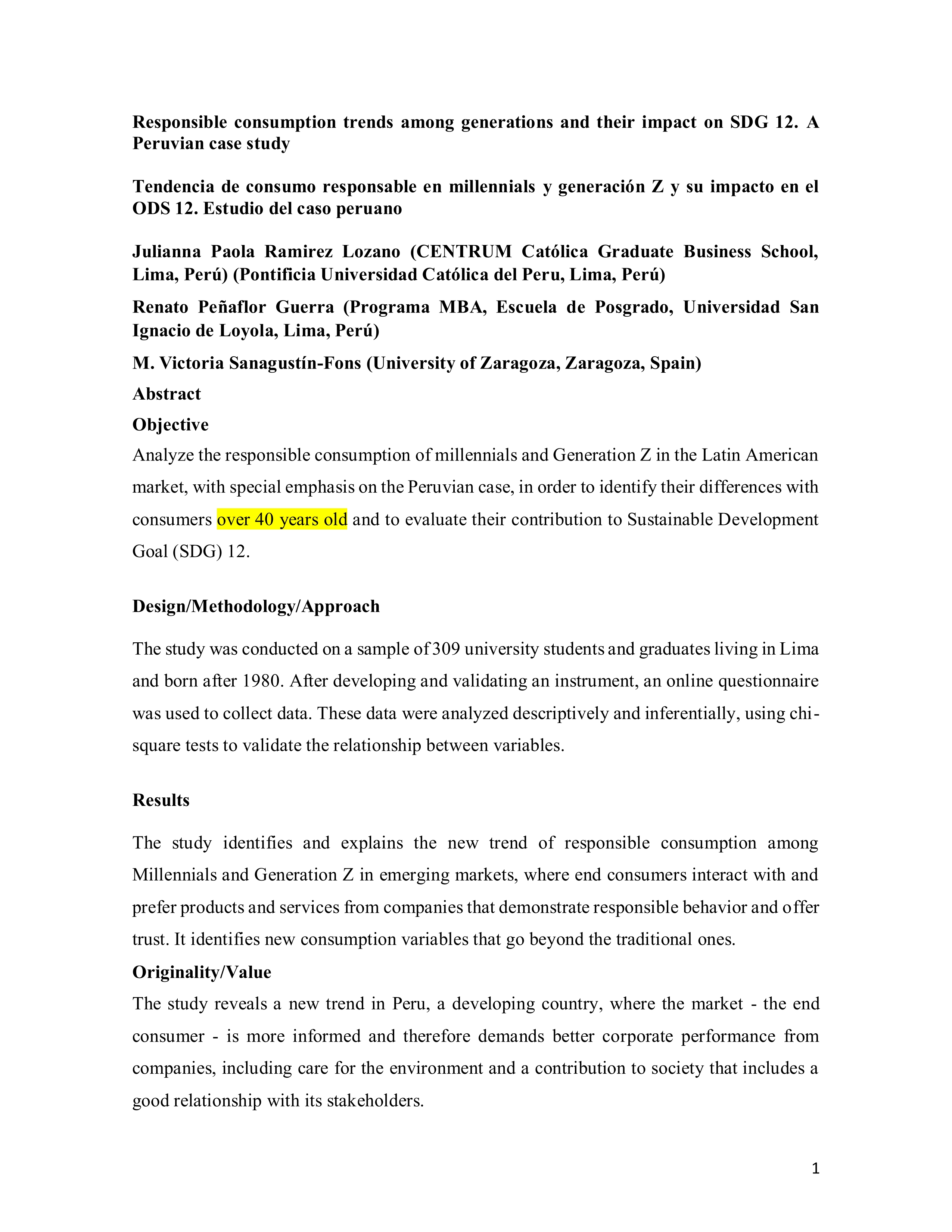 Responsible consumption trend in Generation Z and millennials its impact on SDG 12. A Peruvian case study