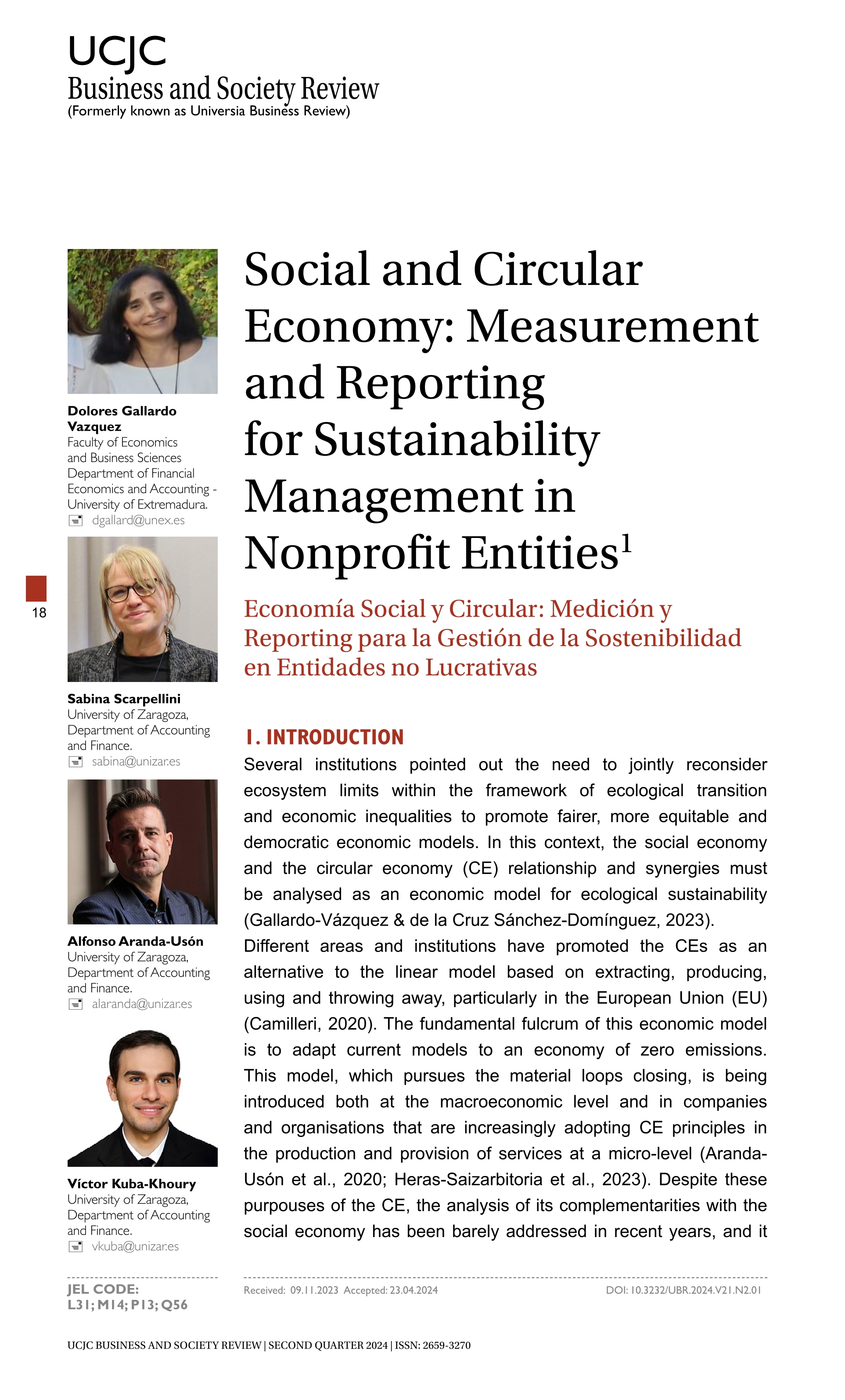 Social and Circular Economy: Measurement and Reporting for Sustainability Management in Nonprofit Entities