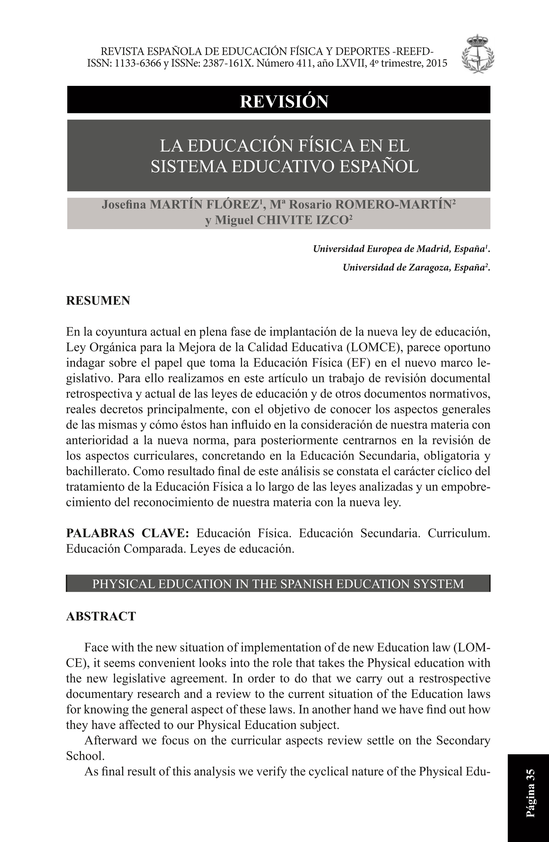 La educación física en el sistema educativo español