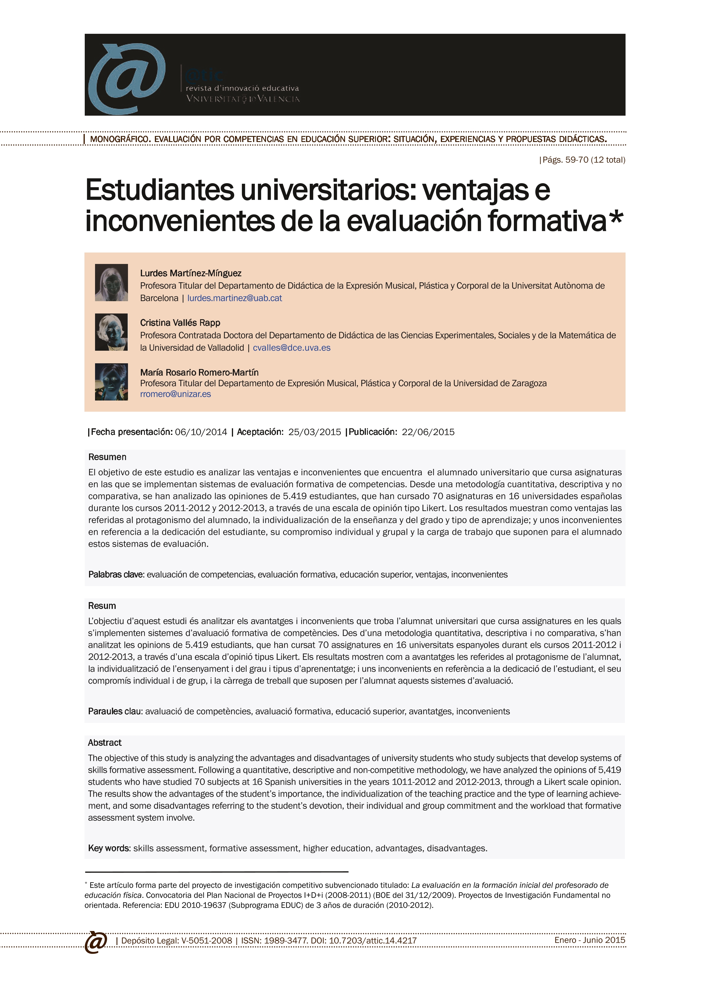 Estudiantes universitarios: ventajas e inconvenientes de la evaluación formativa