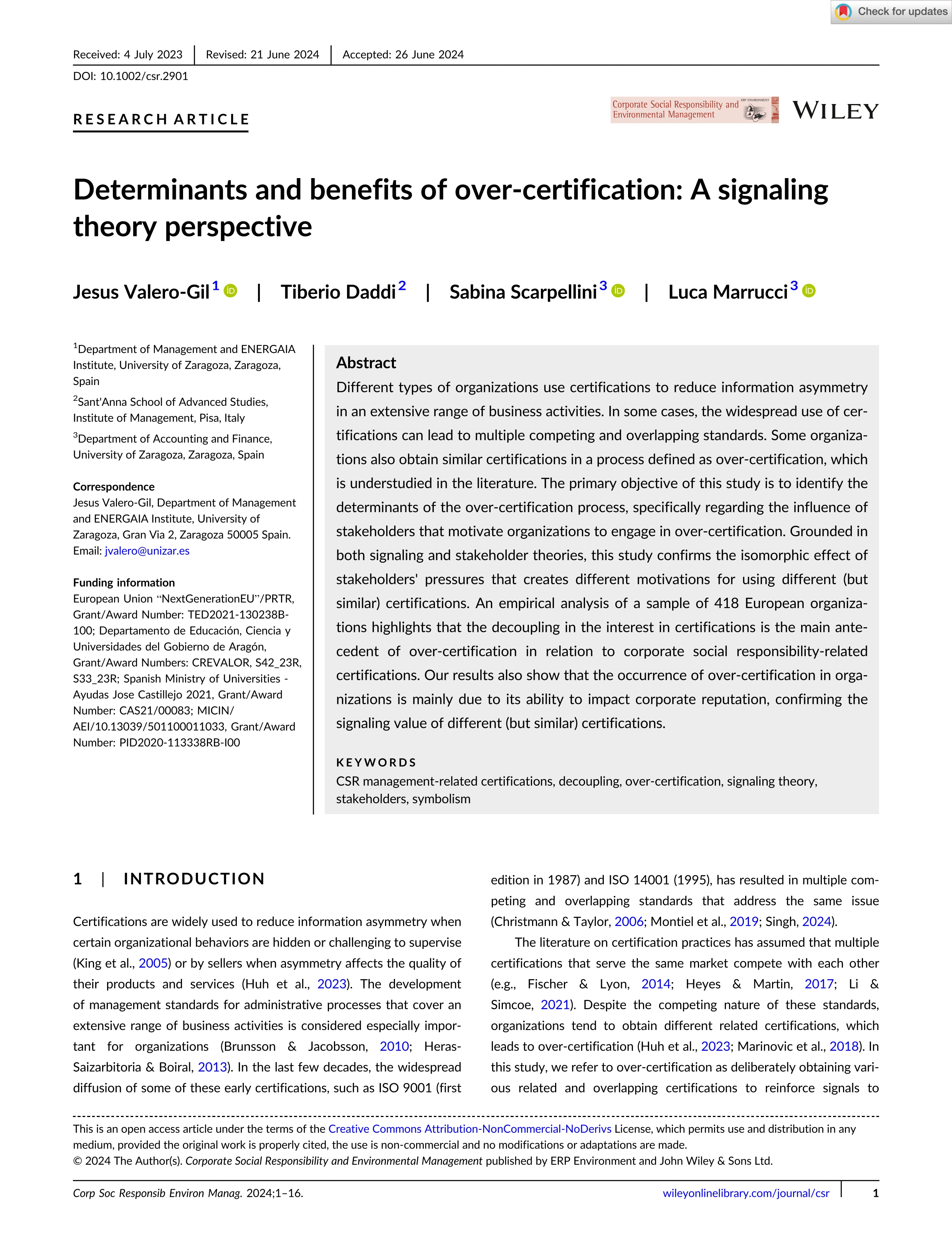 Determinants and benefits of over-certification: A signaling theory perspective