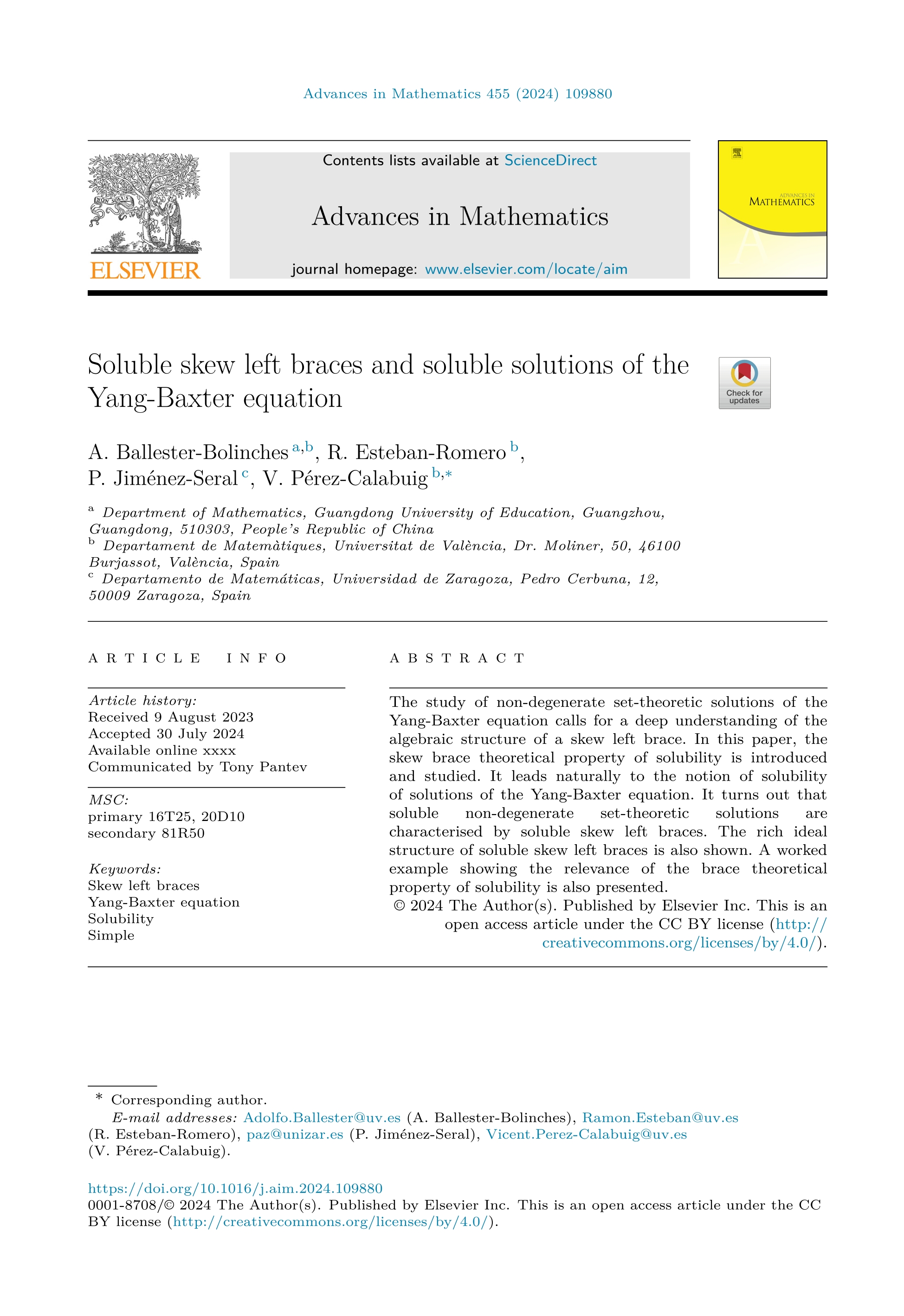 Soluble skew left braces and soluble solutions of the Yang-Baxter equation