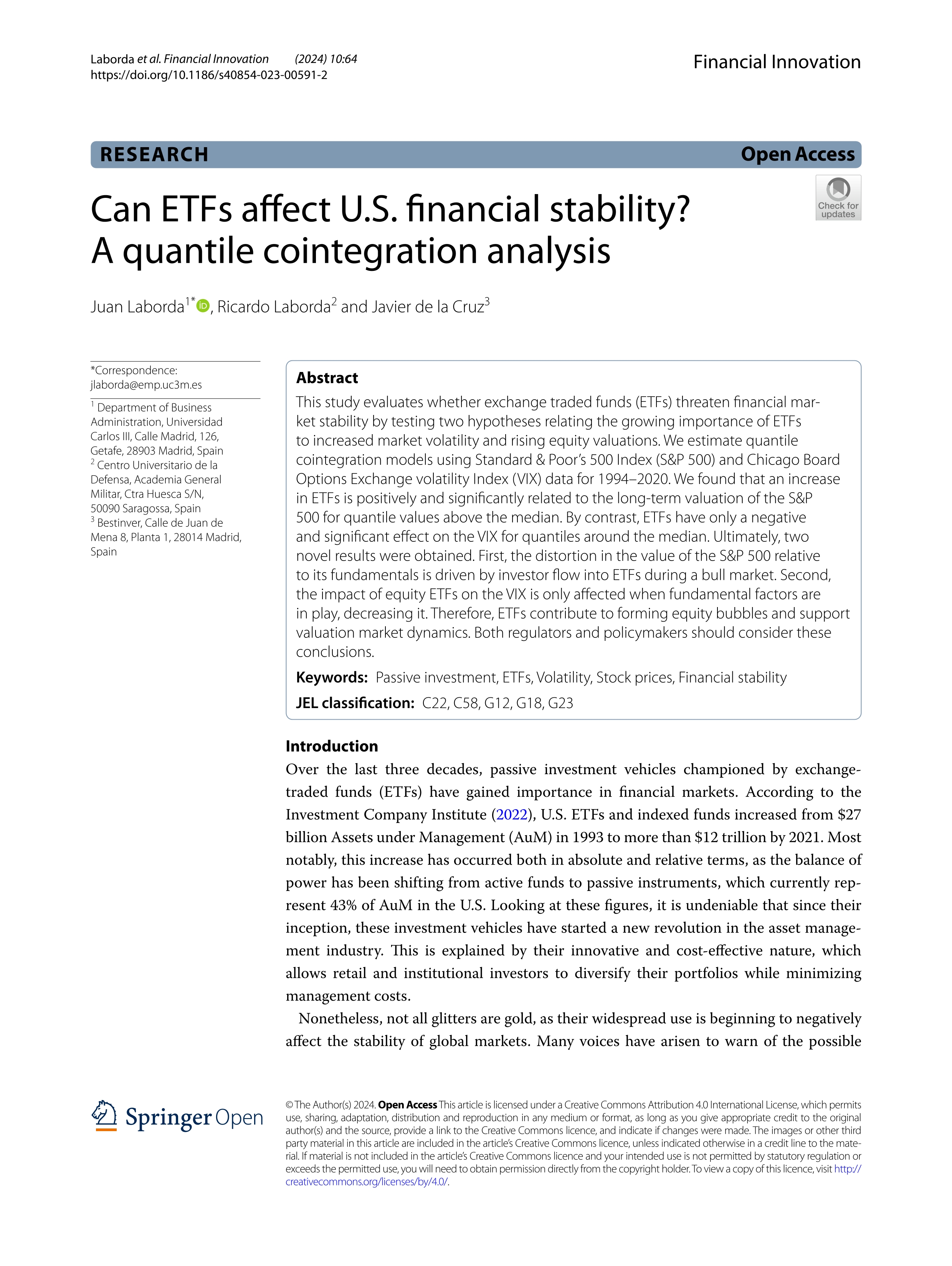 Can ETFs affect U.S. financial stability? A quantile cointegration analysis