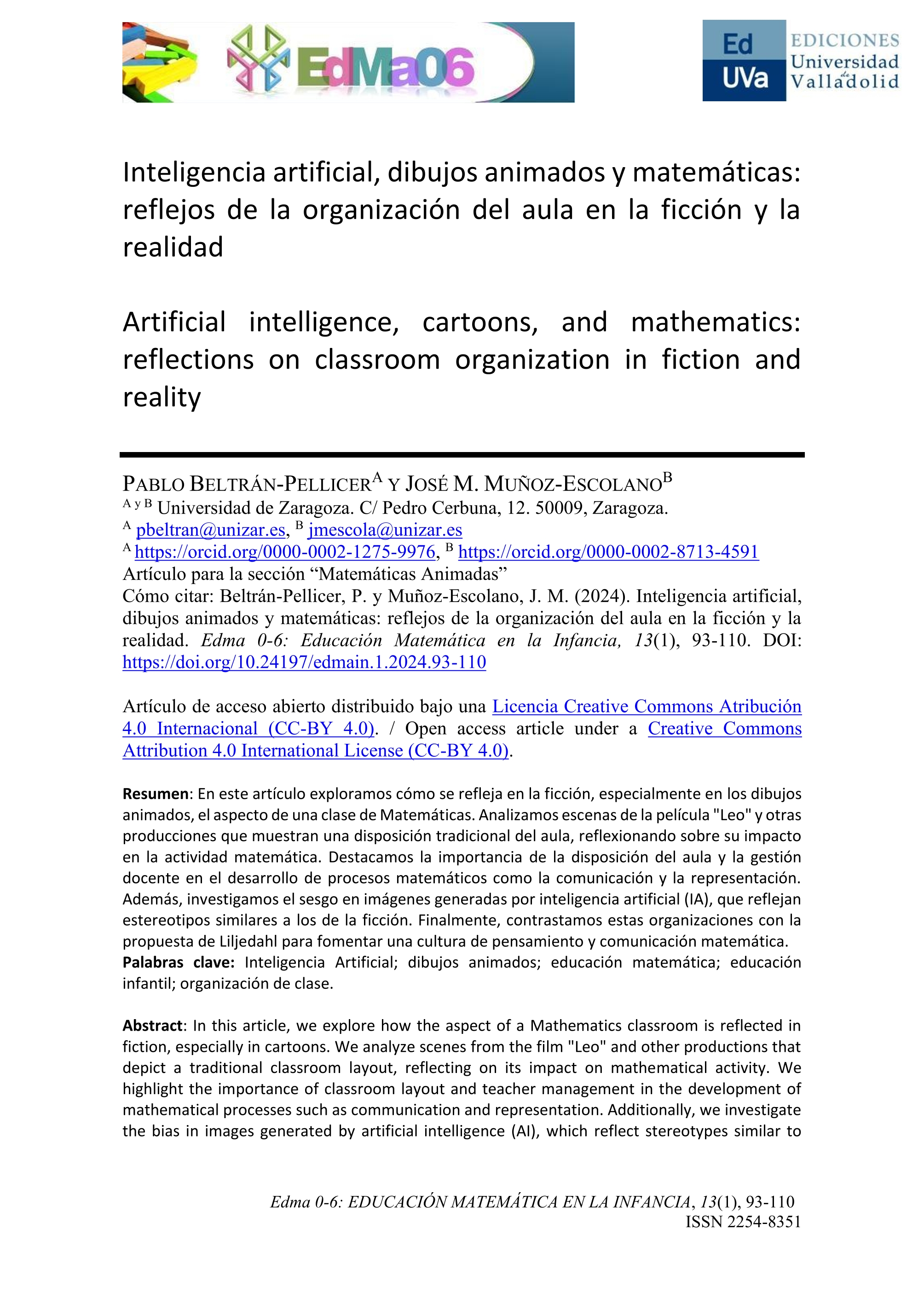 Inteligencia artificial, dibujos animados y matemáticas: reflejos de la organización del aula en la ficción y la realidad