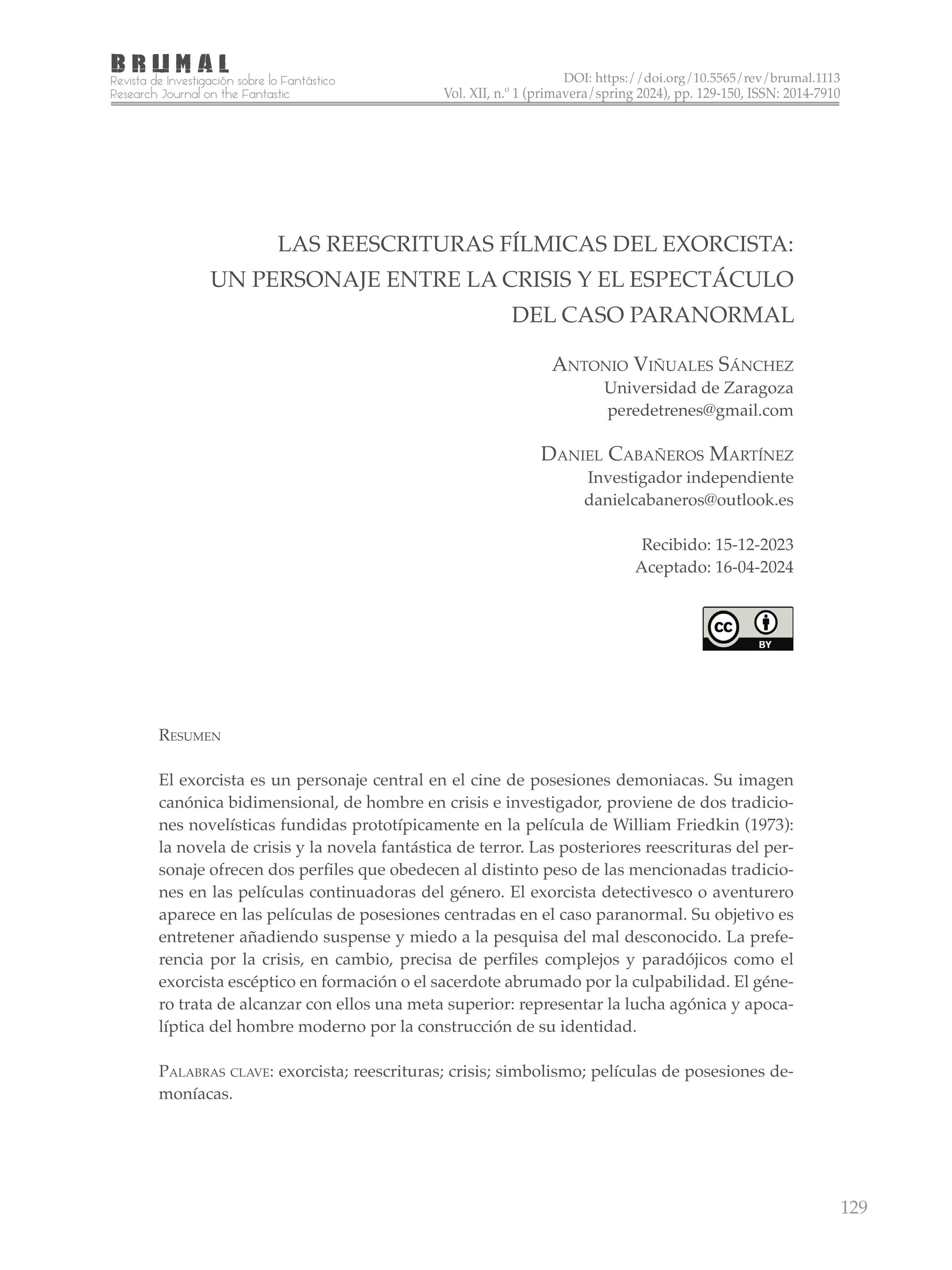 Las reescrituras fílmicas del exorcista: un personaje entre la crisis y el espectáculo del caso paranormal