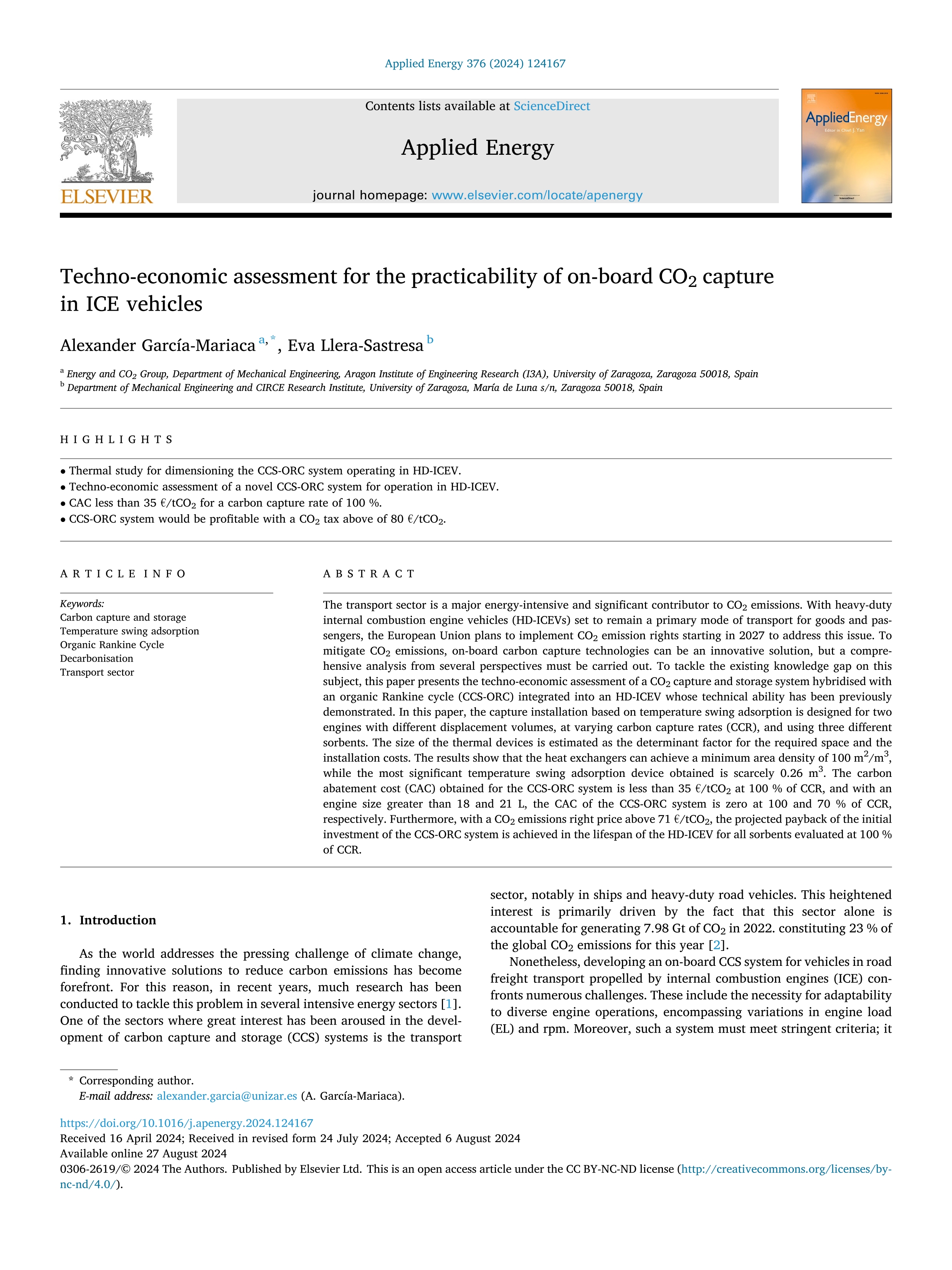 Techno-economic assessment for the practicability of on-board CO2 capture in ICE vehicles