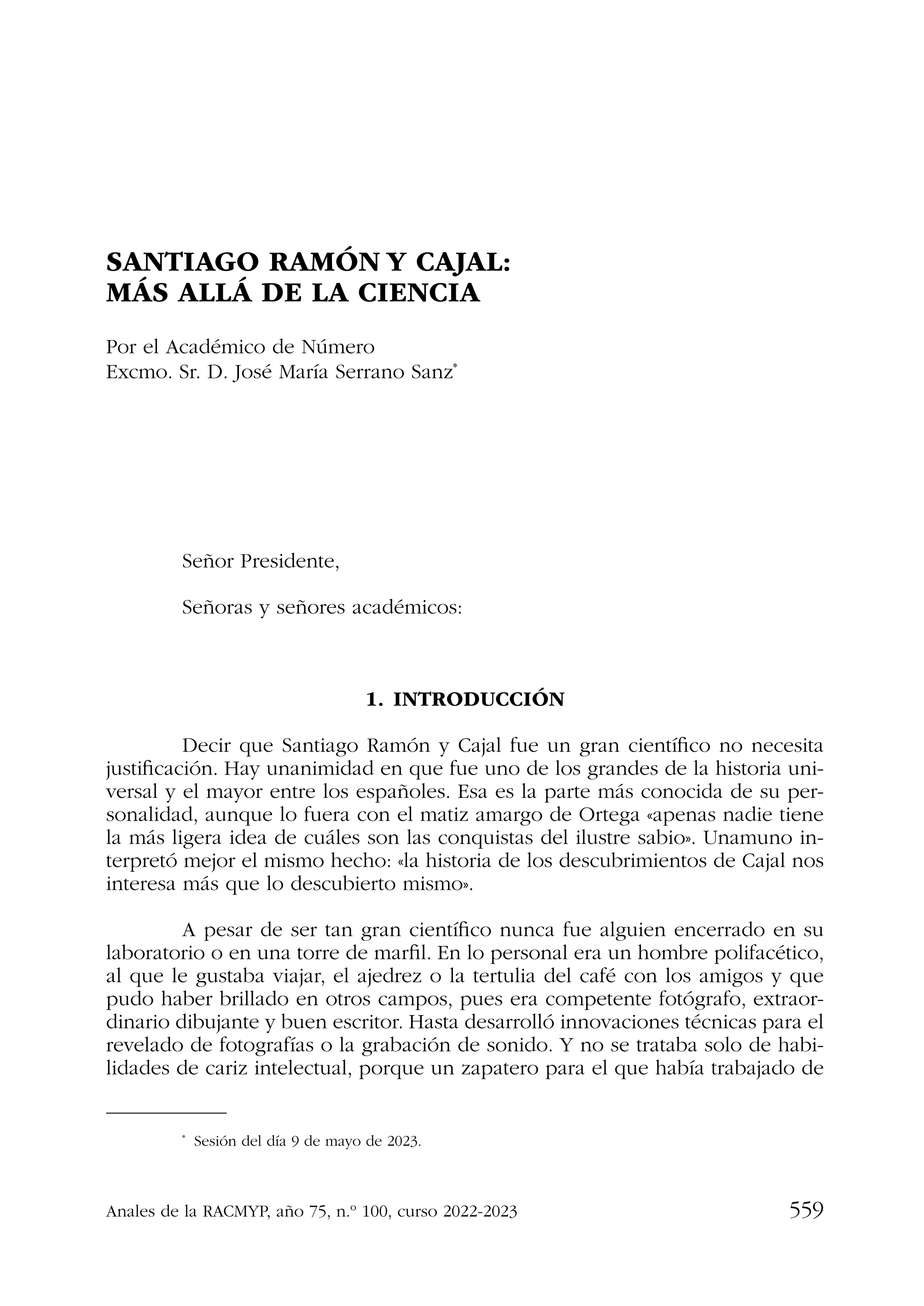 Santiago Ramón y Cajal: Más allá de la ciencia