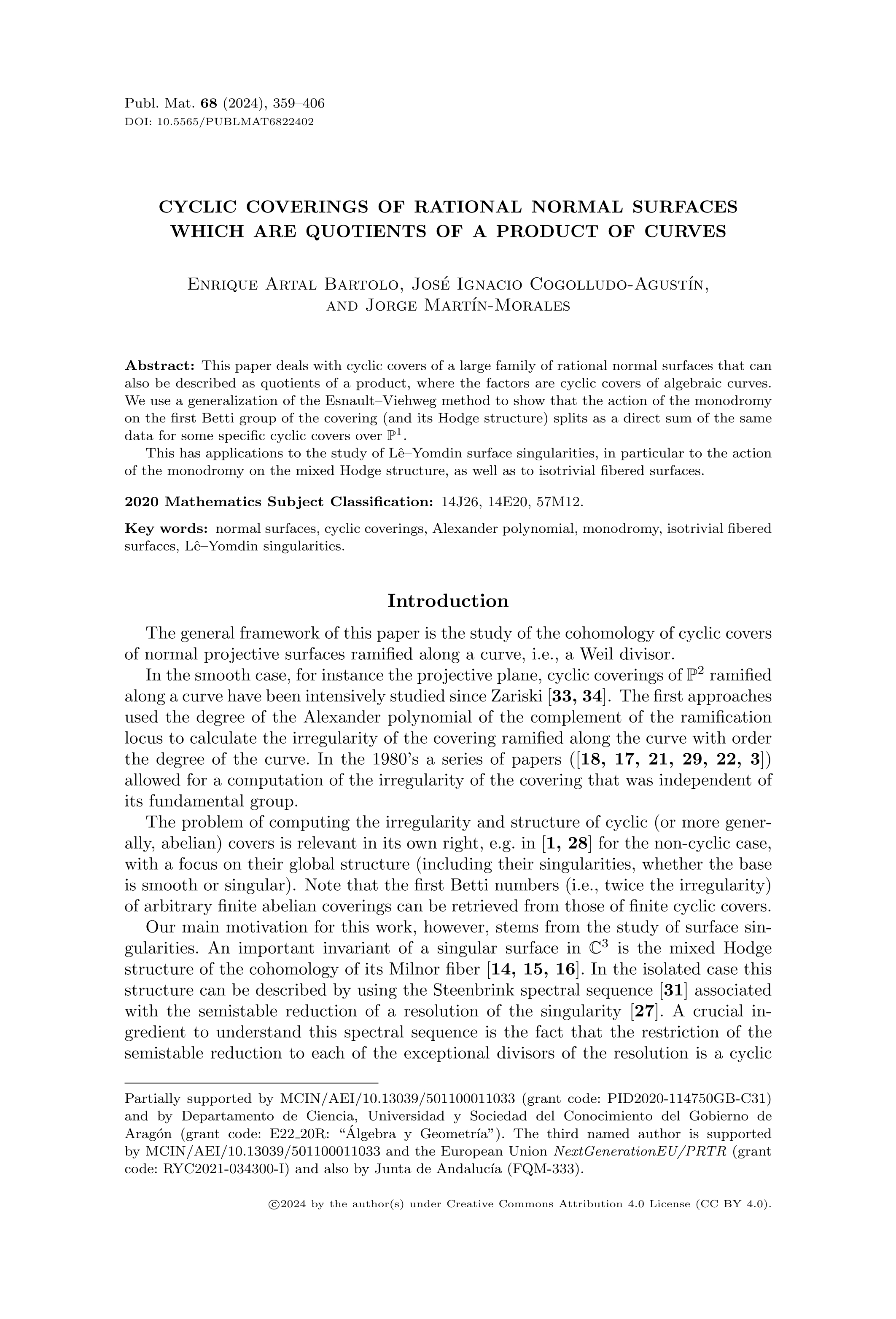 Cyclic coverings of rational normal surfaces which are quotients of a product of curves