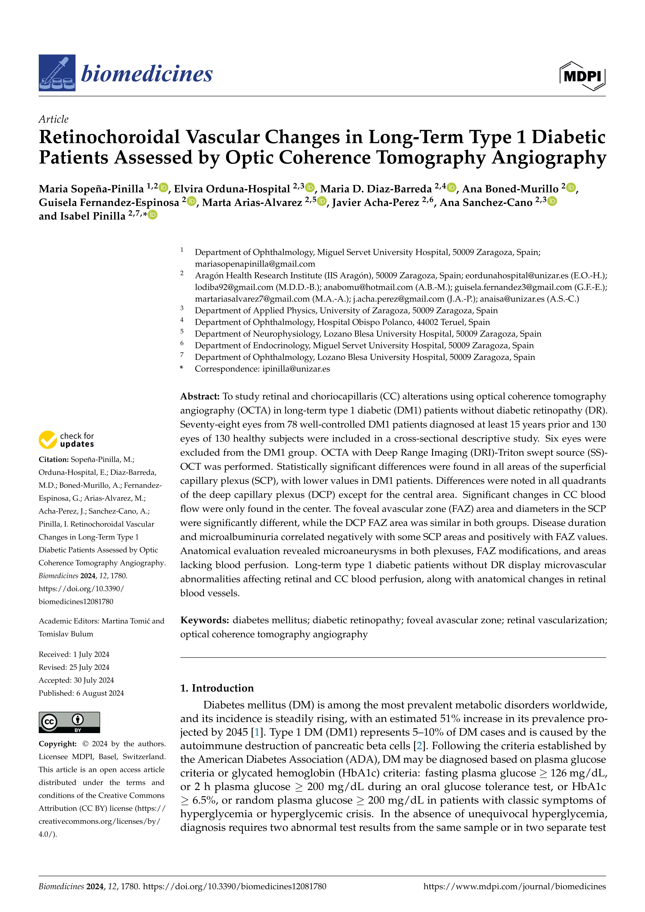 Retinochoroidal Vascular Changes in Long-Term Type 1 Diabetic Patients Assessed by Optic Coherence Tomography Angiography