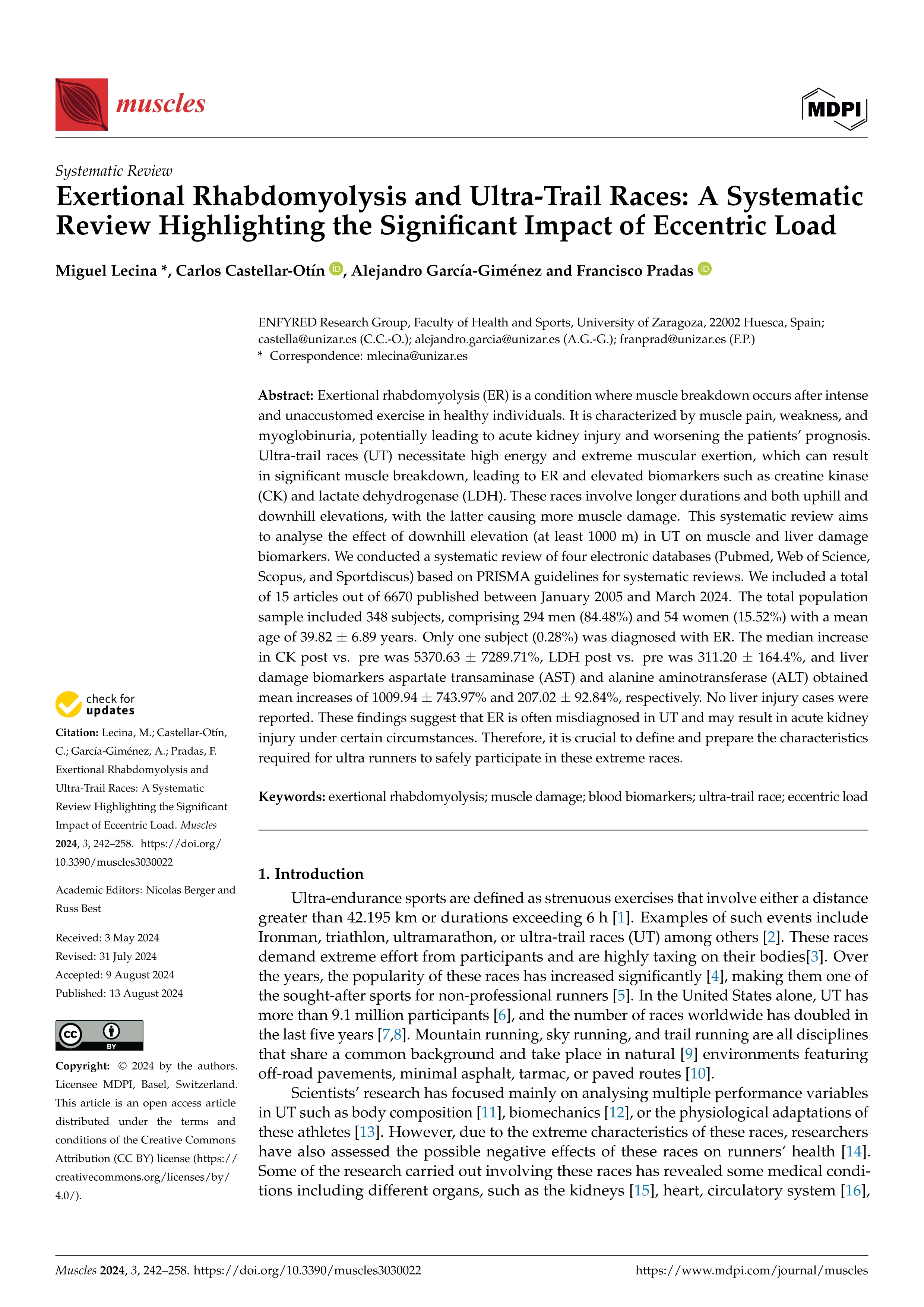 Exertional rhabdomyolysis and ultra-trail races: a systematic review highlighting the significant impact of eccentric load