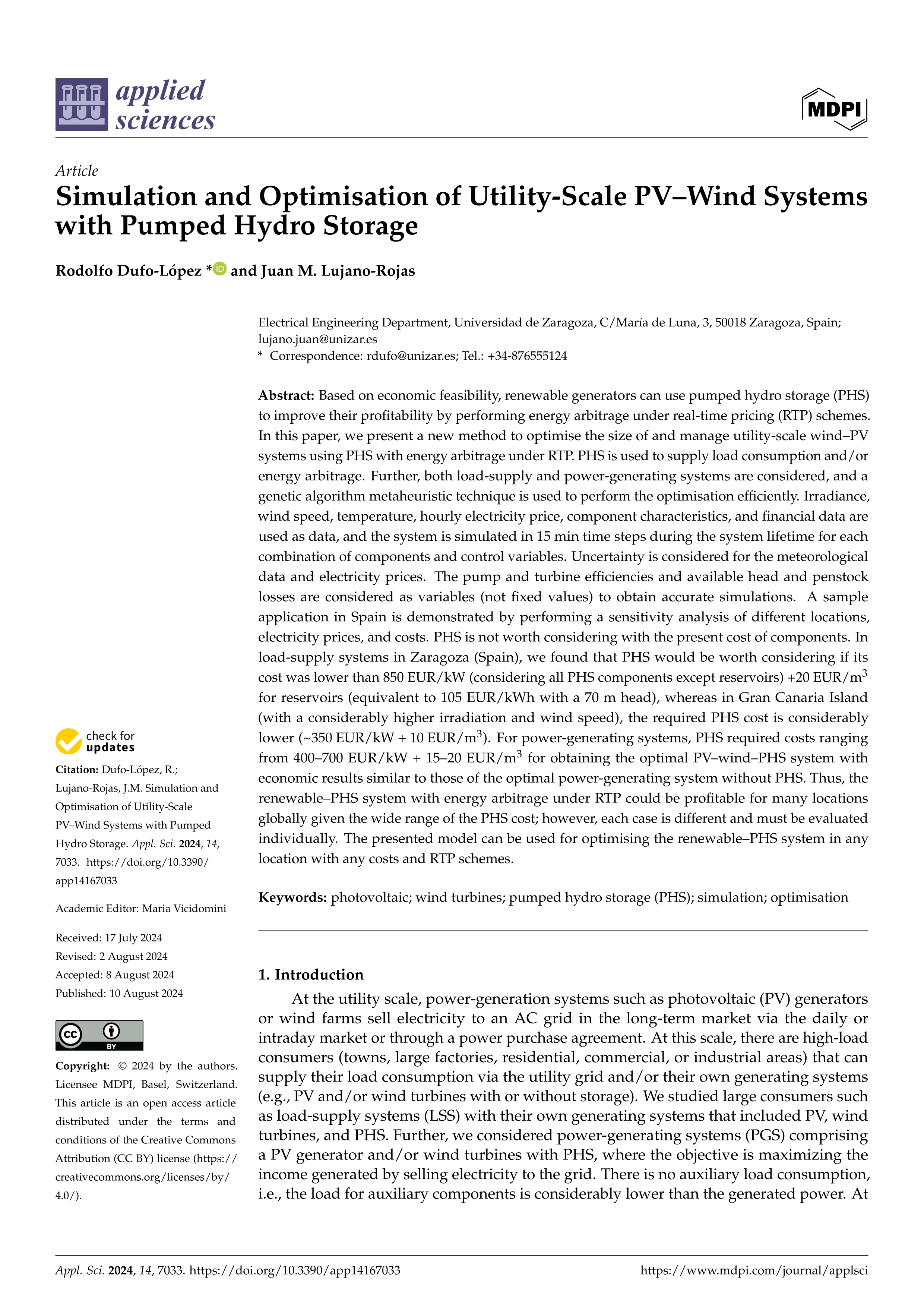 Simulation and optimisation of utility-scale PV–Wind systems with pumped hydro storage