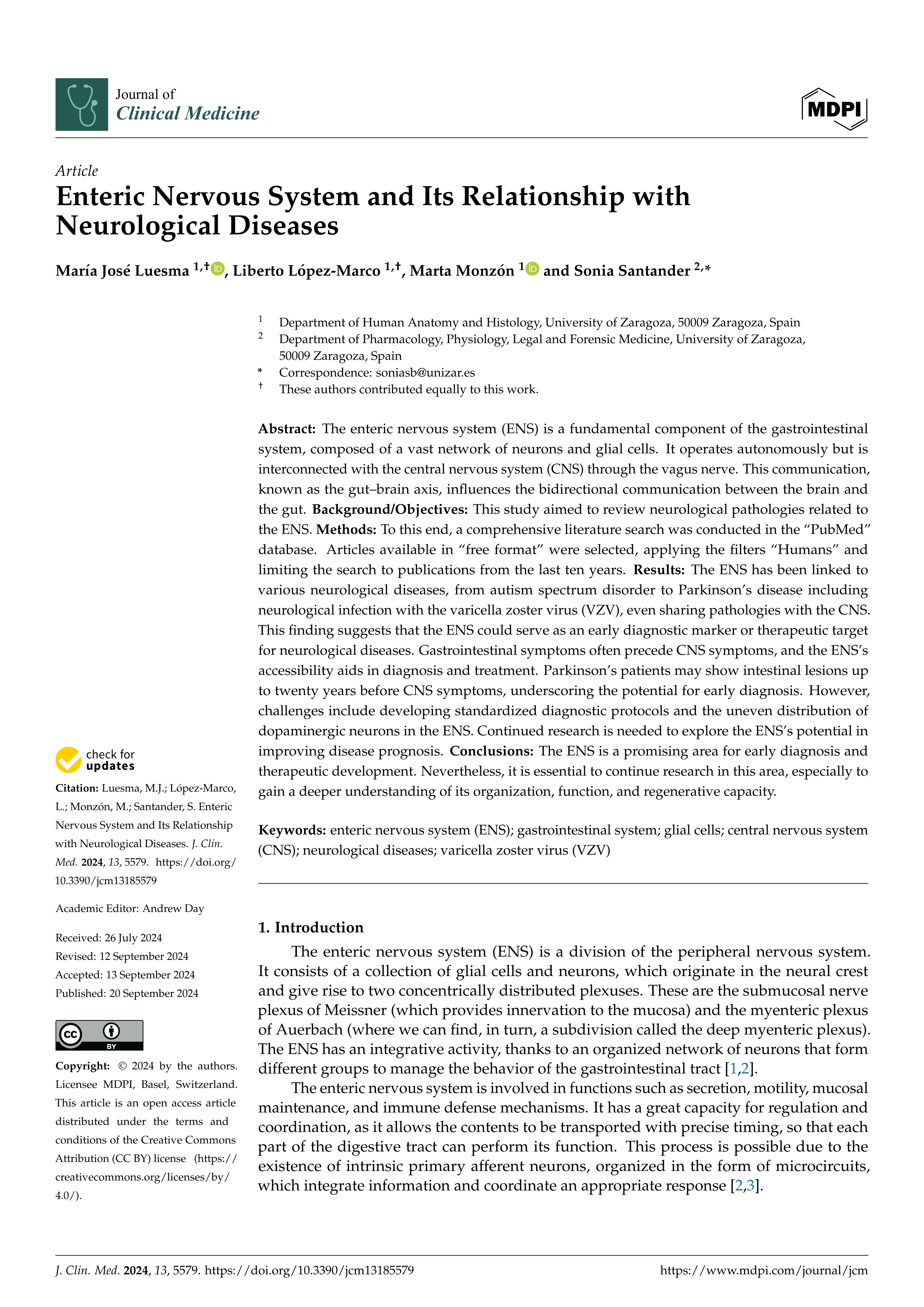 Enteric Nervous System and Its Relationship with Neurological Diseases