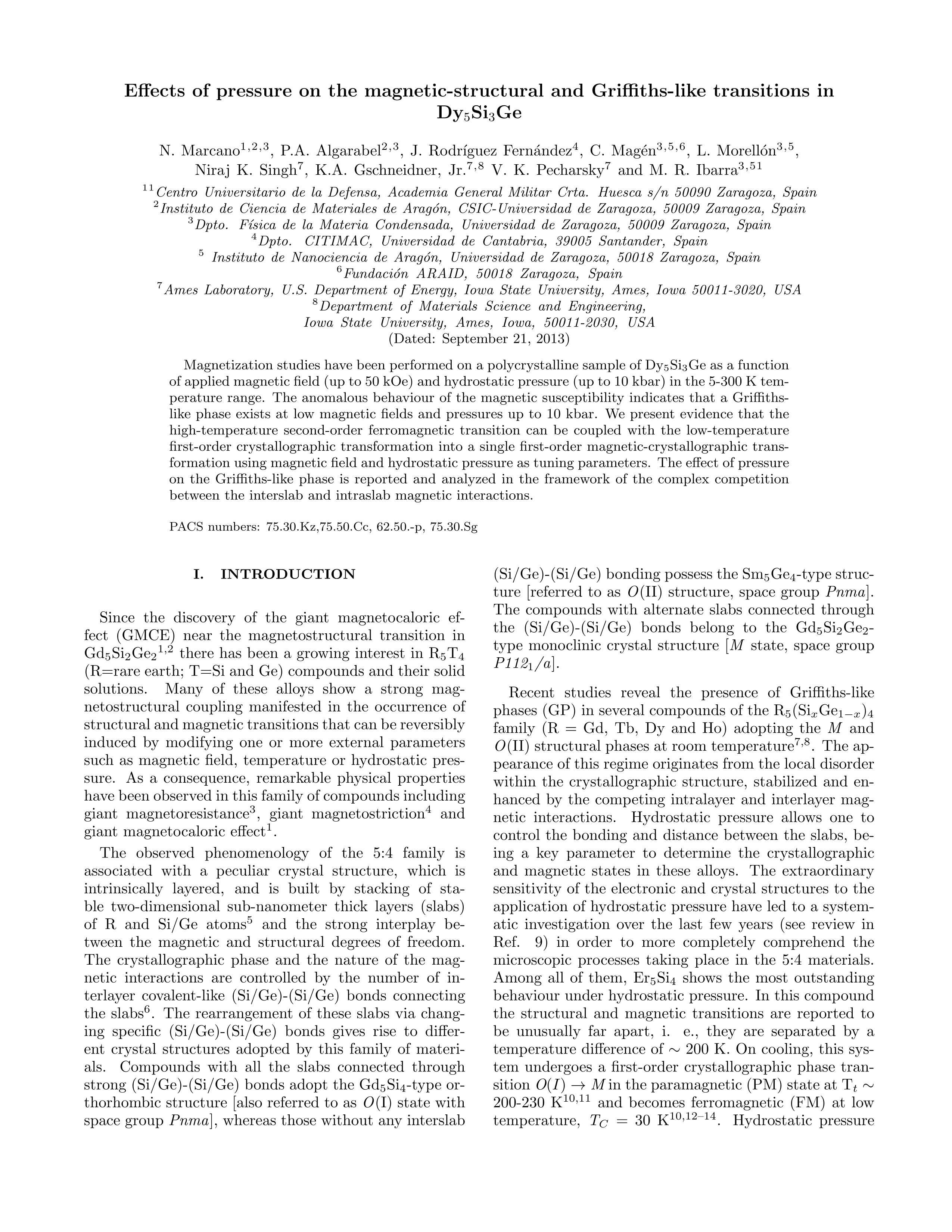 Effects of pressure on the magnetic-structural and griffiths-like transitions in Dy5Si3Ge