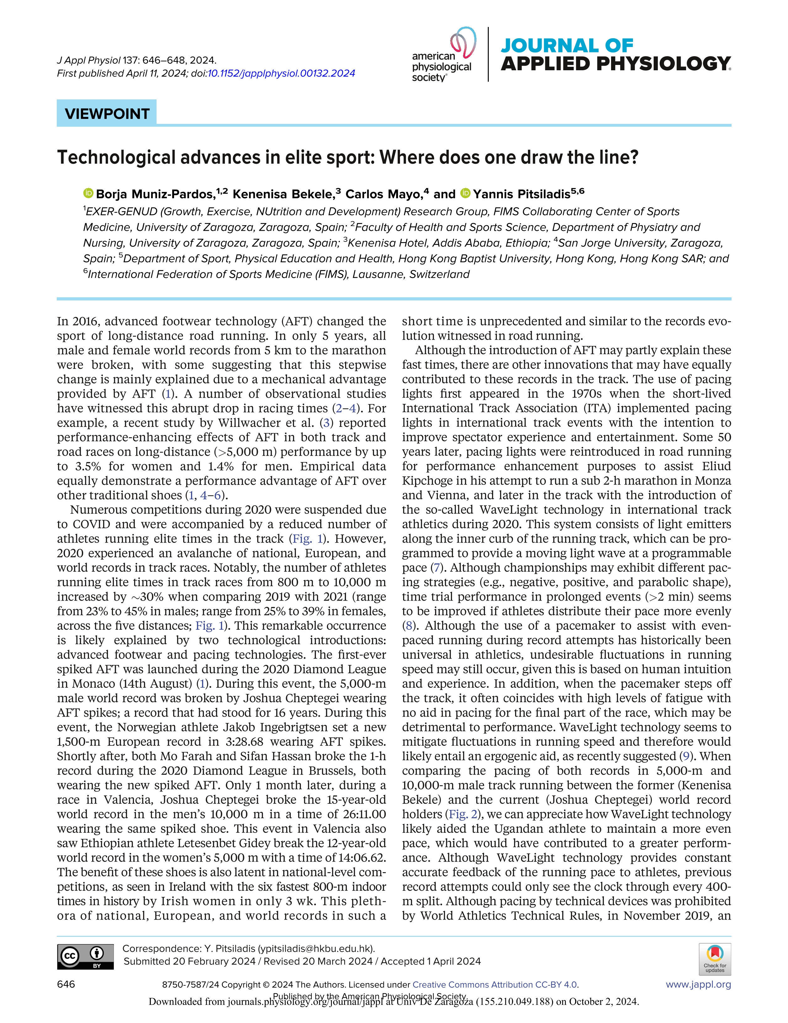 Technological advances in elite sport: Where does one draw the line?