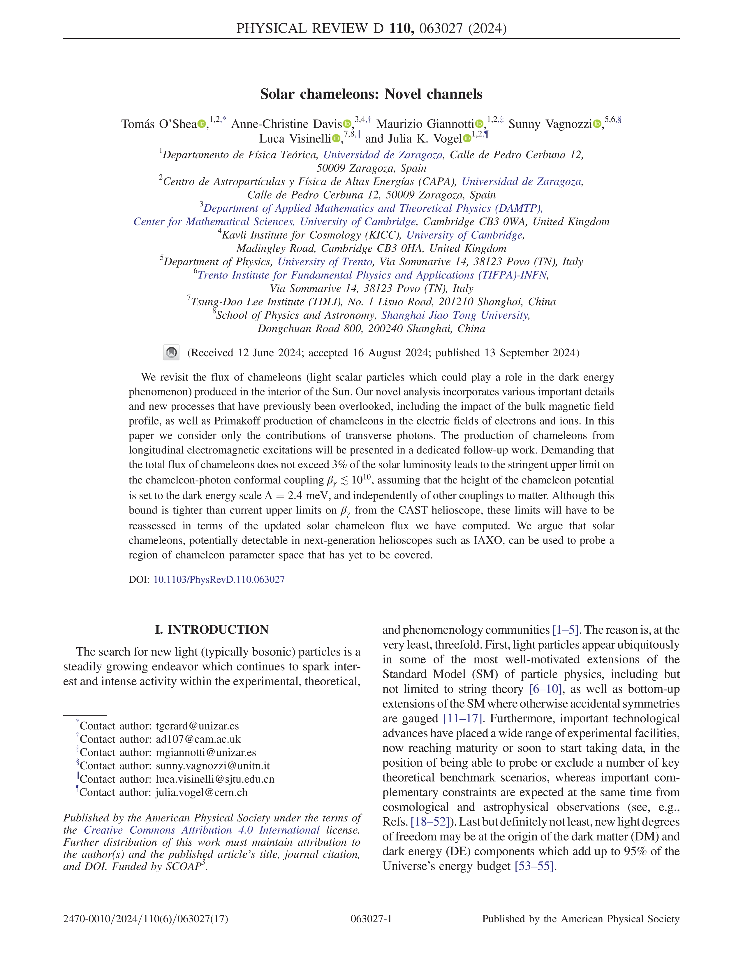 Solar chameleons: Novel channels