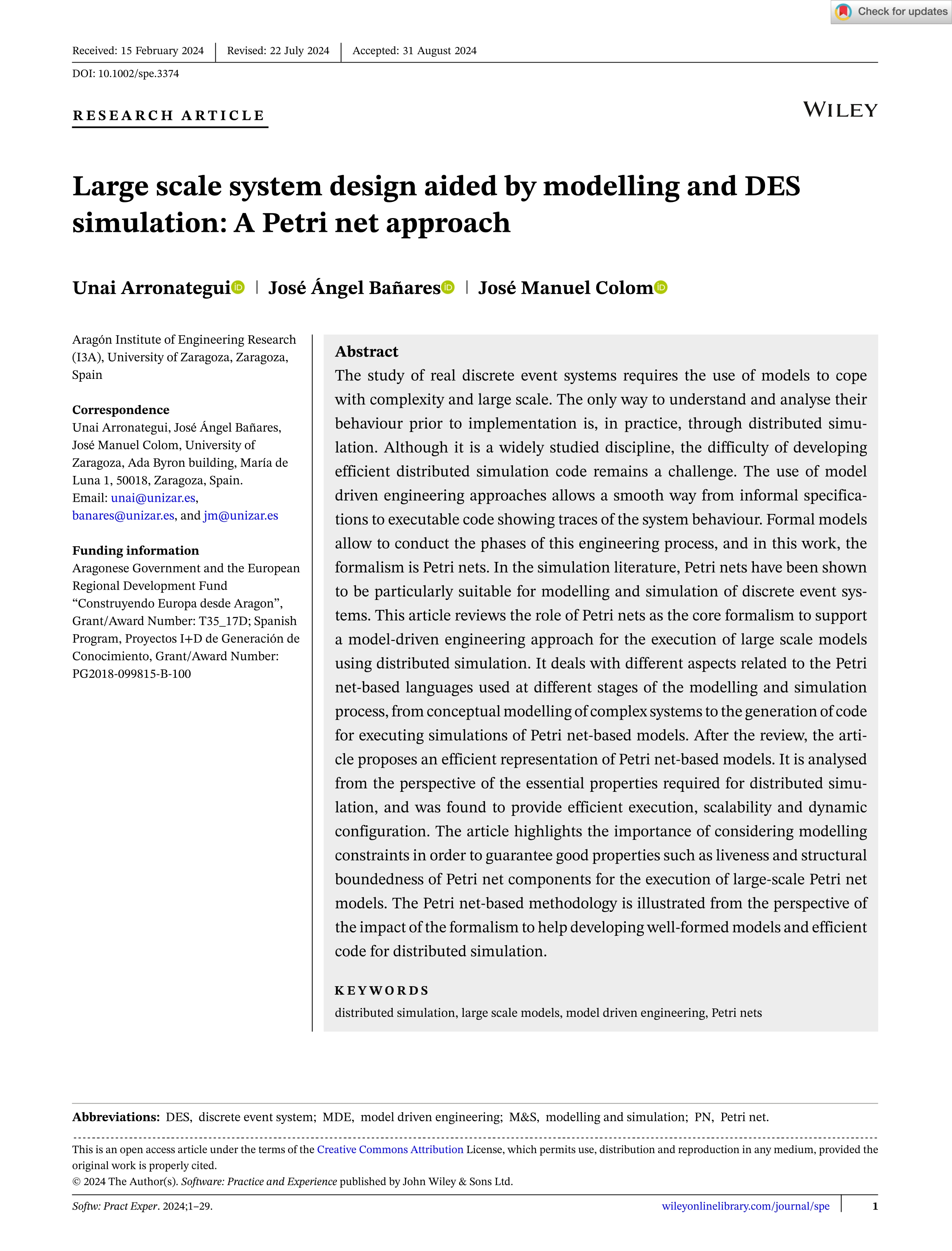 Large scale system design aided by modelling and DES simulation: A Petri net approach