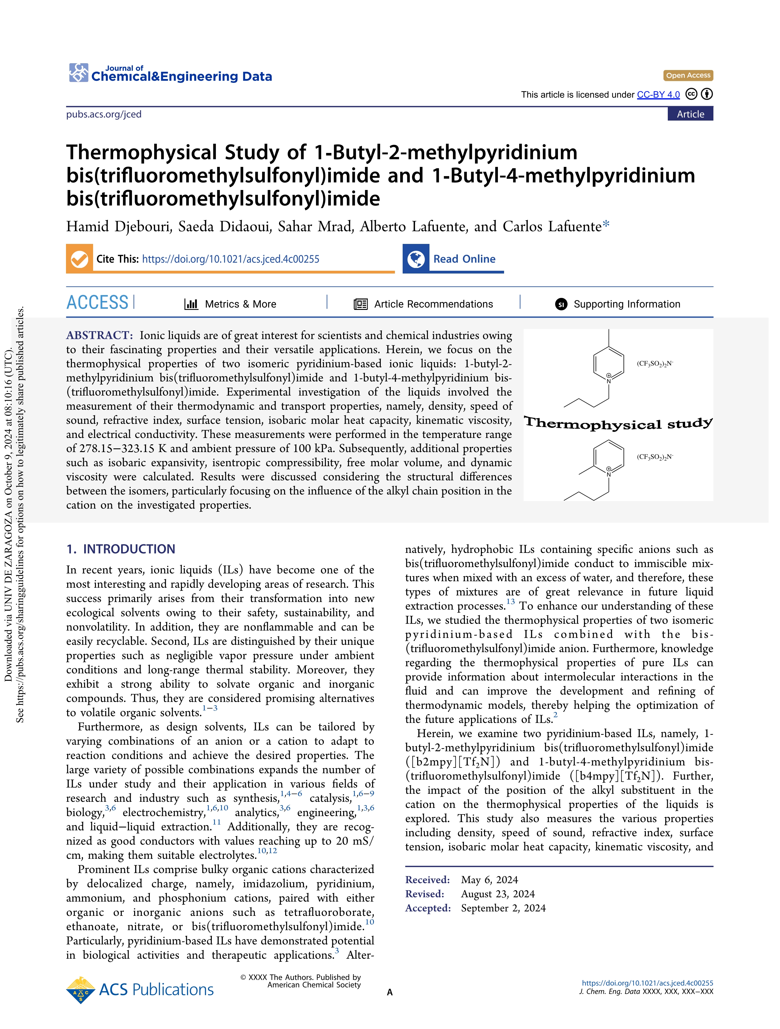 Thermophysical Study of 1-Butyl-2-methylpyridinium bis(trifluoromethylsulfonyl)imide and 1-Butyl-4-methylpyridinium bis(trifluoromethylsulfonyl)imide