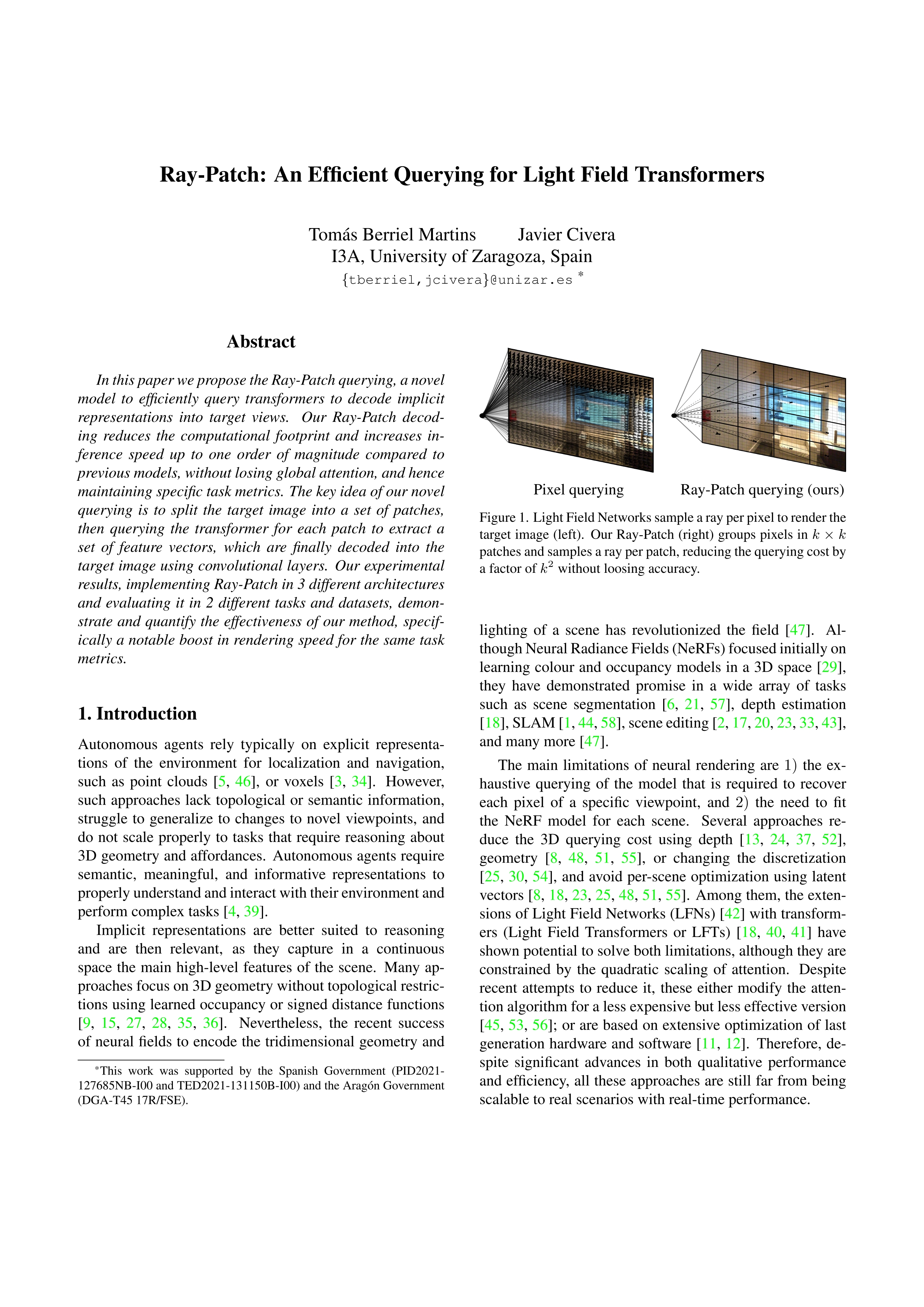 Ray-patch: an efficient querying for light field transformers