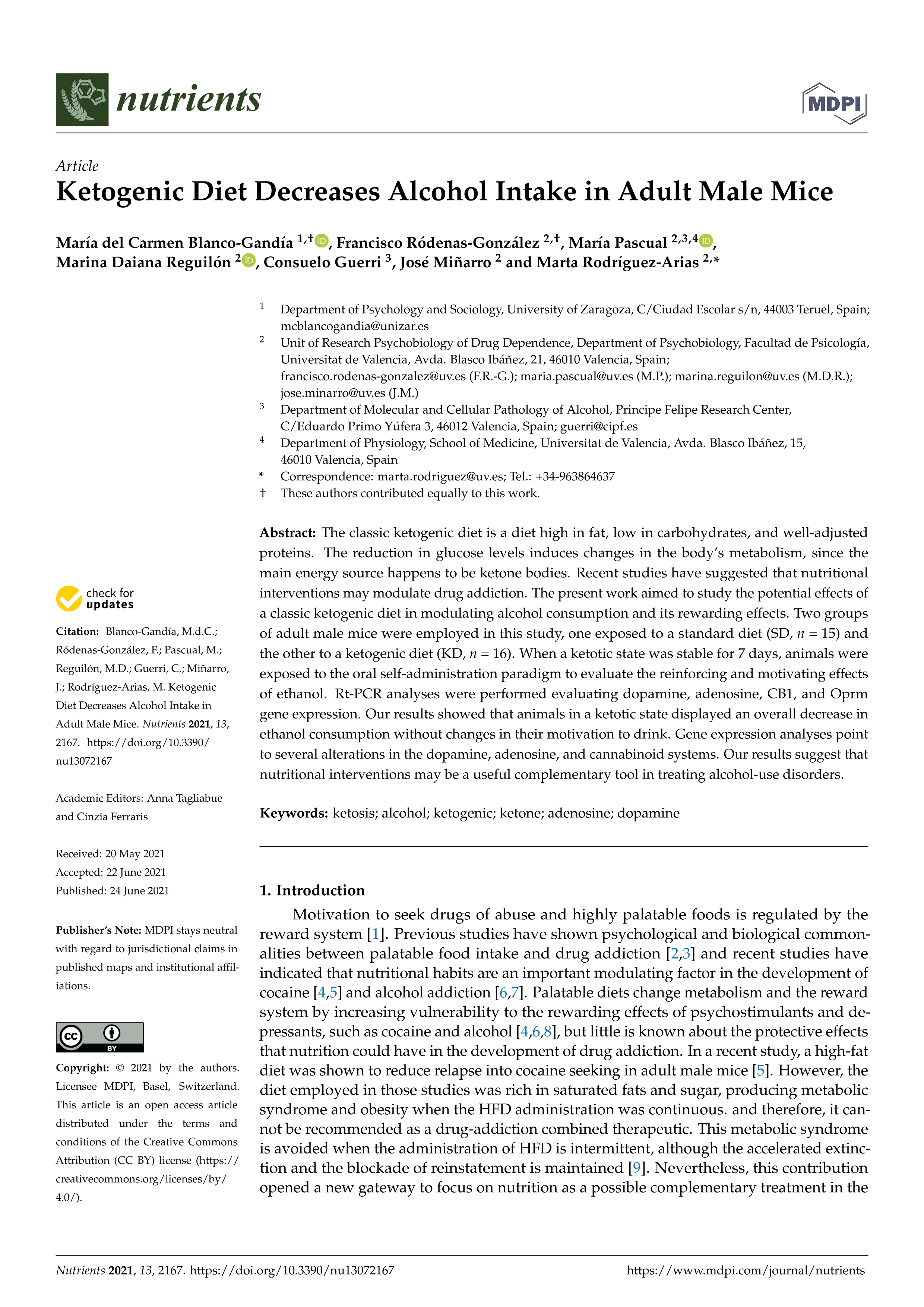 Ketogenic diet decreases alcohol intake in adult male mice