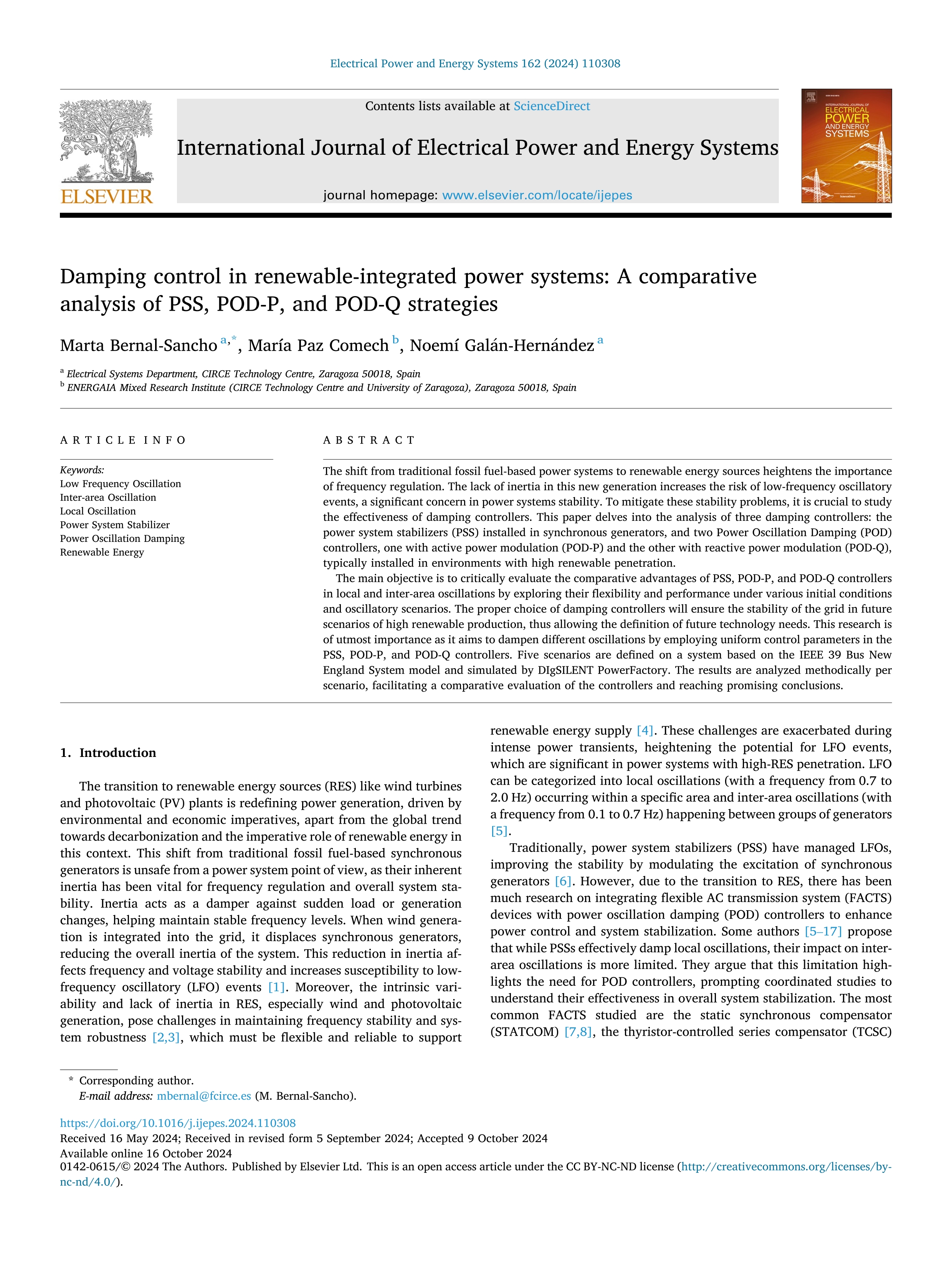 Damping control in renewable-integrated power systems: A comparative analysis of PSS, POD-P, and POD-Q strategies