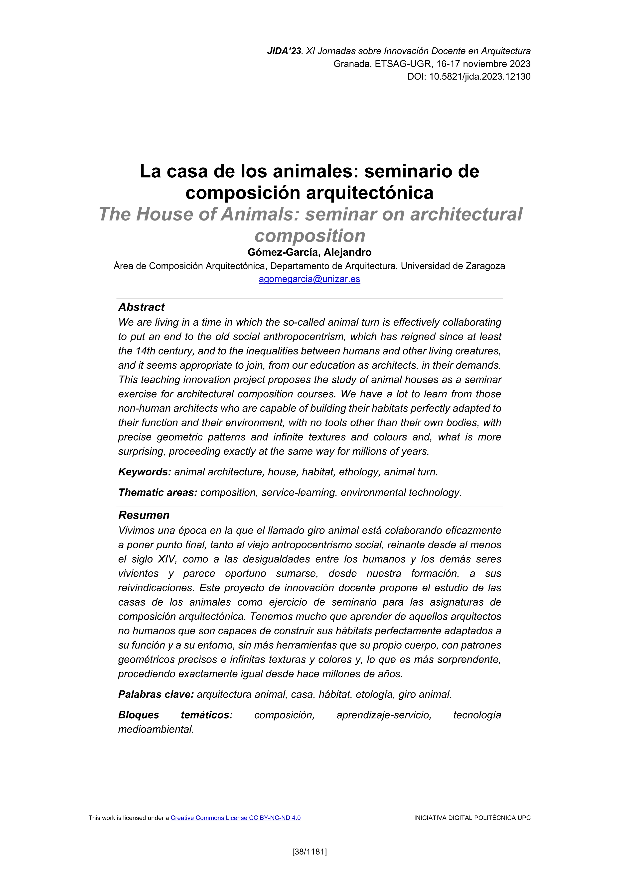 La casa de los animales: seminario de composición arquitectónica