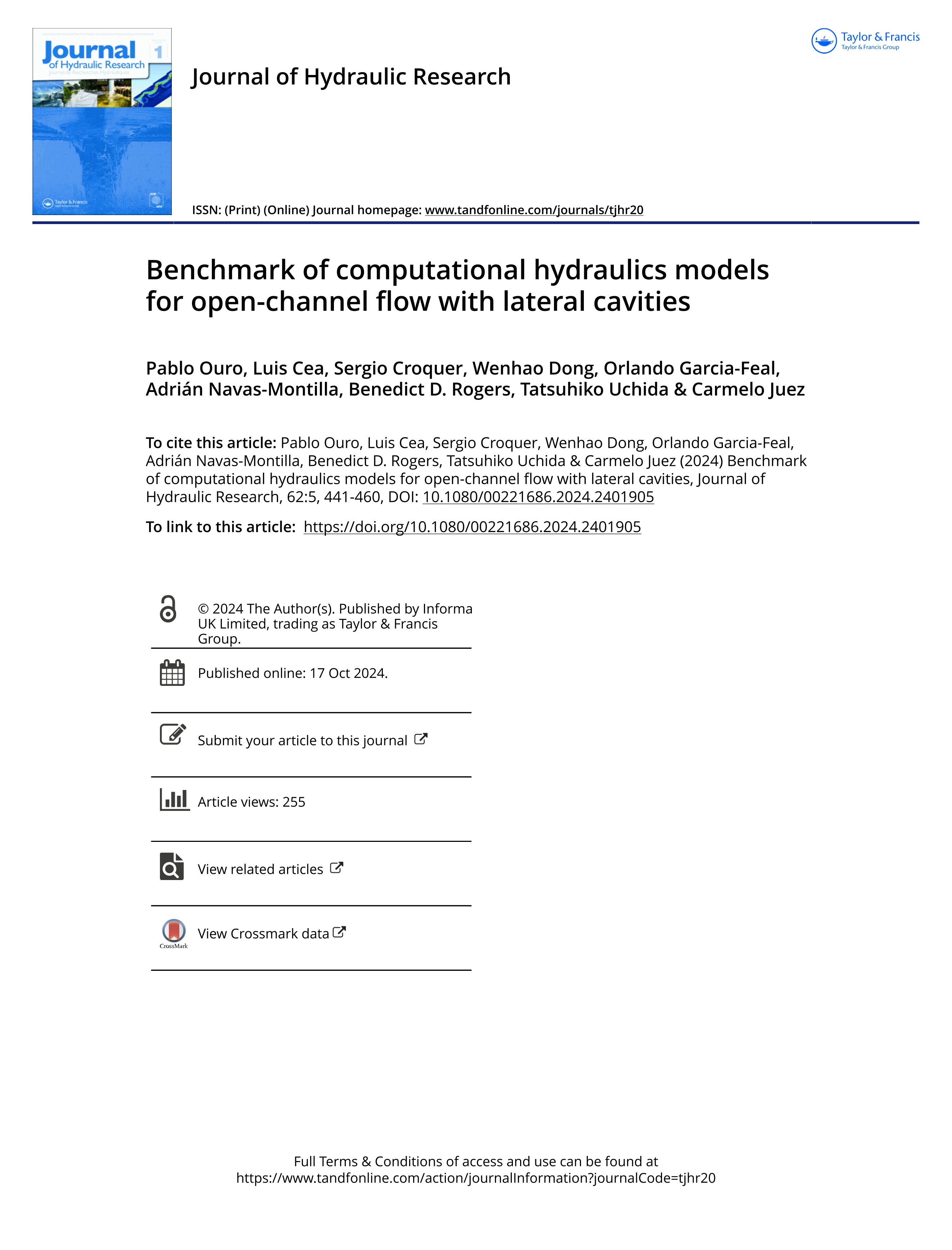 Benchmark of computational hydraulics models for open-channel flow with lateral cavities