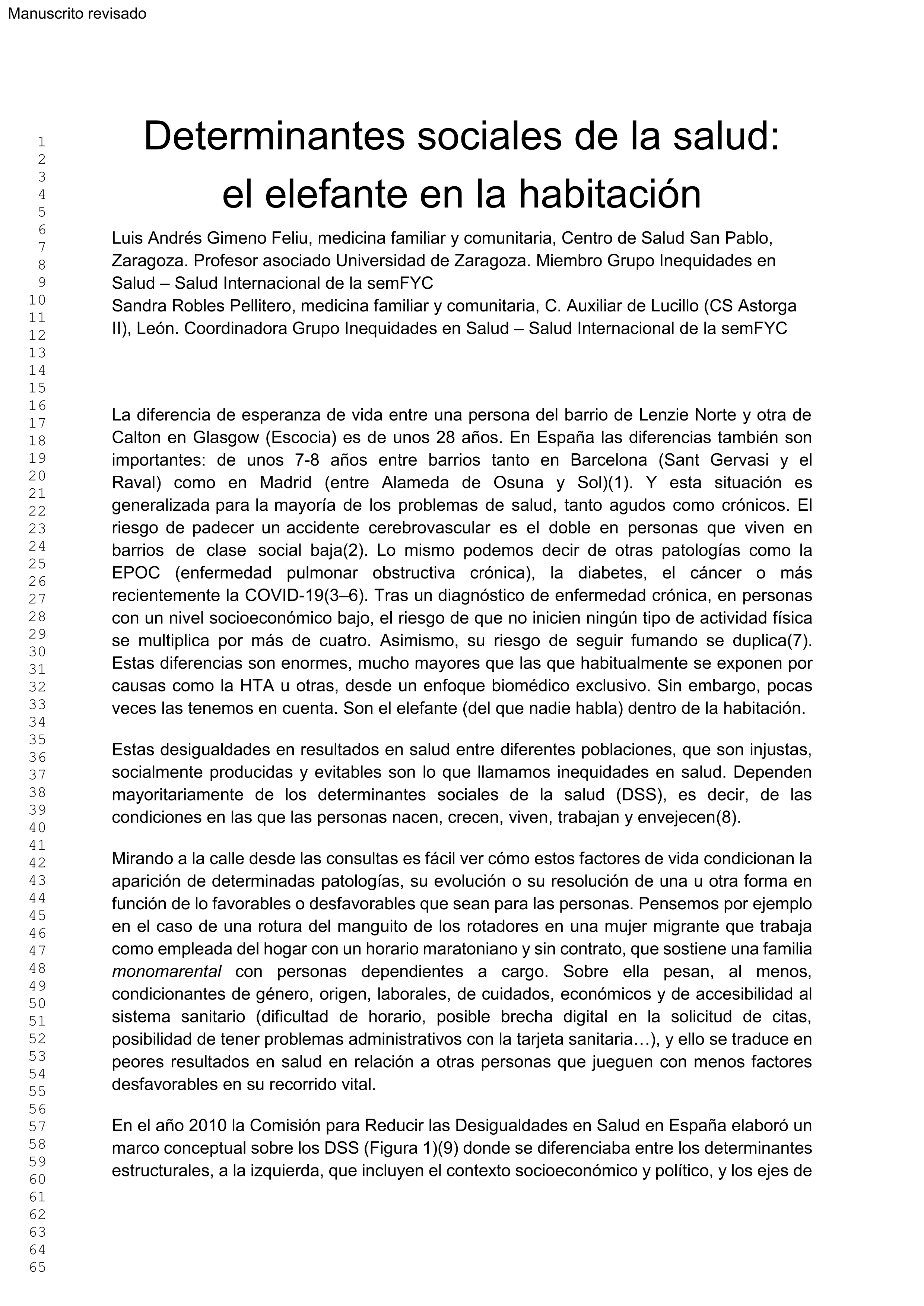 Determinantes sociales de la salud: el elefante en la habitación