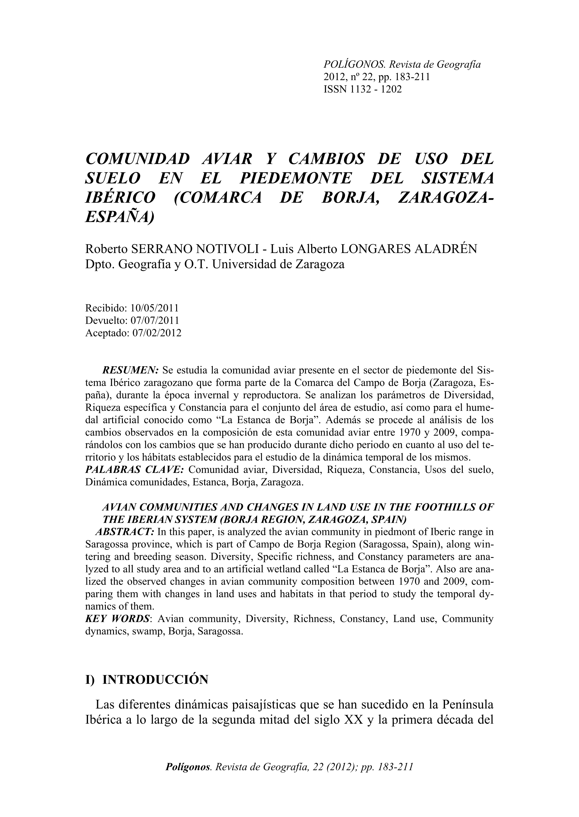 Valoración de áreas faunísticas en el Aiguabarreig del Segre, Cinca y Ebro