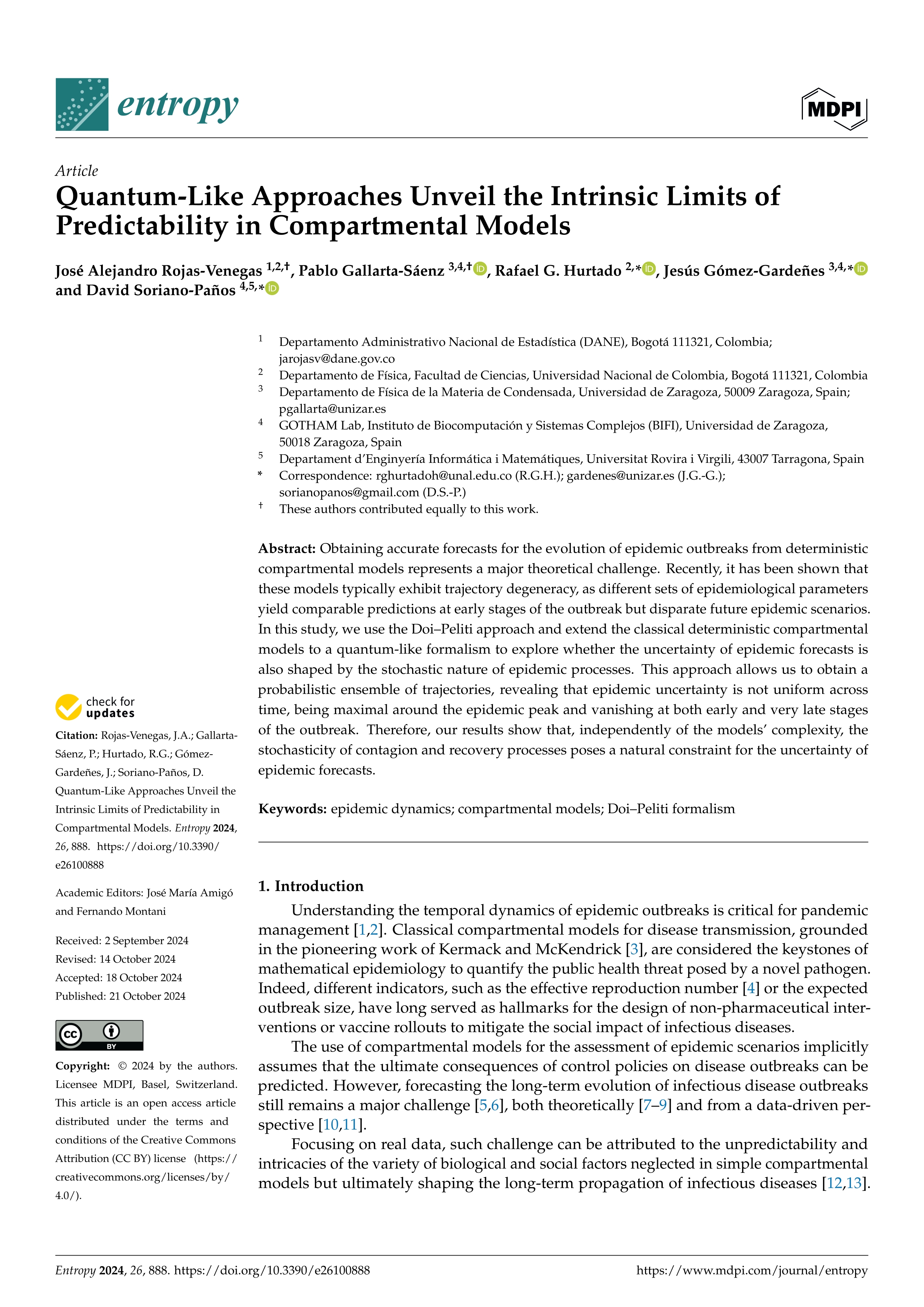 Quantum-like approaches unveil the intrinsic limits of predictability in compartmental models