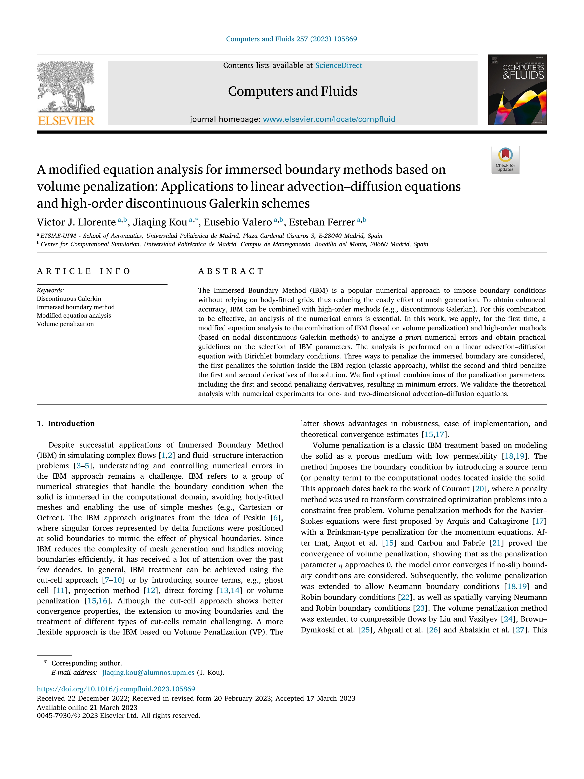 A modified equation analysis for immersed boundary methods based on volume penalization: Applications to linear advection–diffusion equations and high-order discontinuous Galerkin schemes