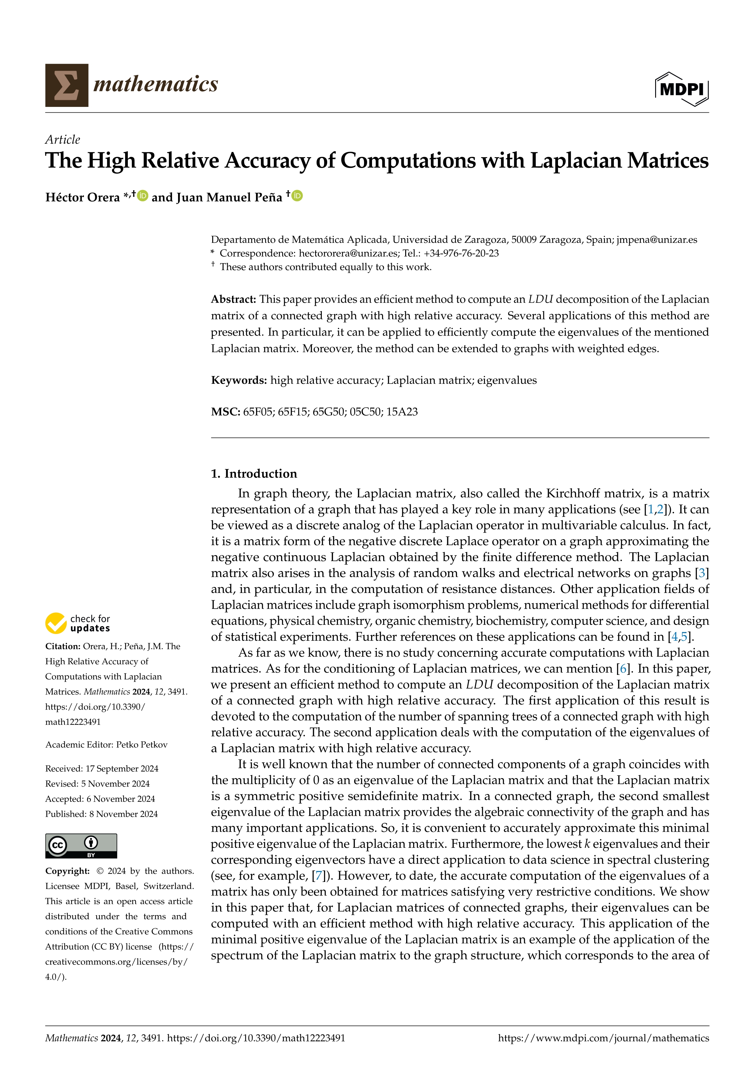 The High Relative Accuracy of Computations with Laplacian Matrices