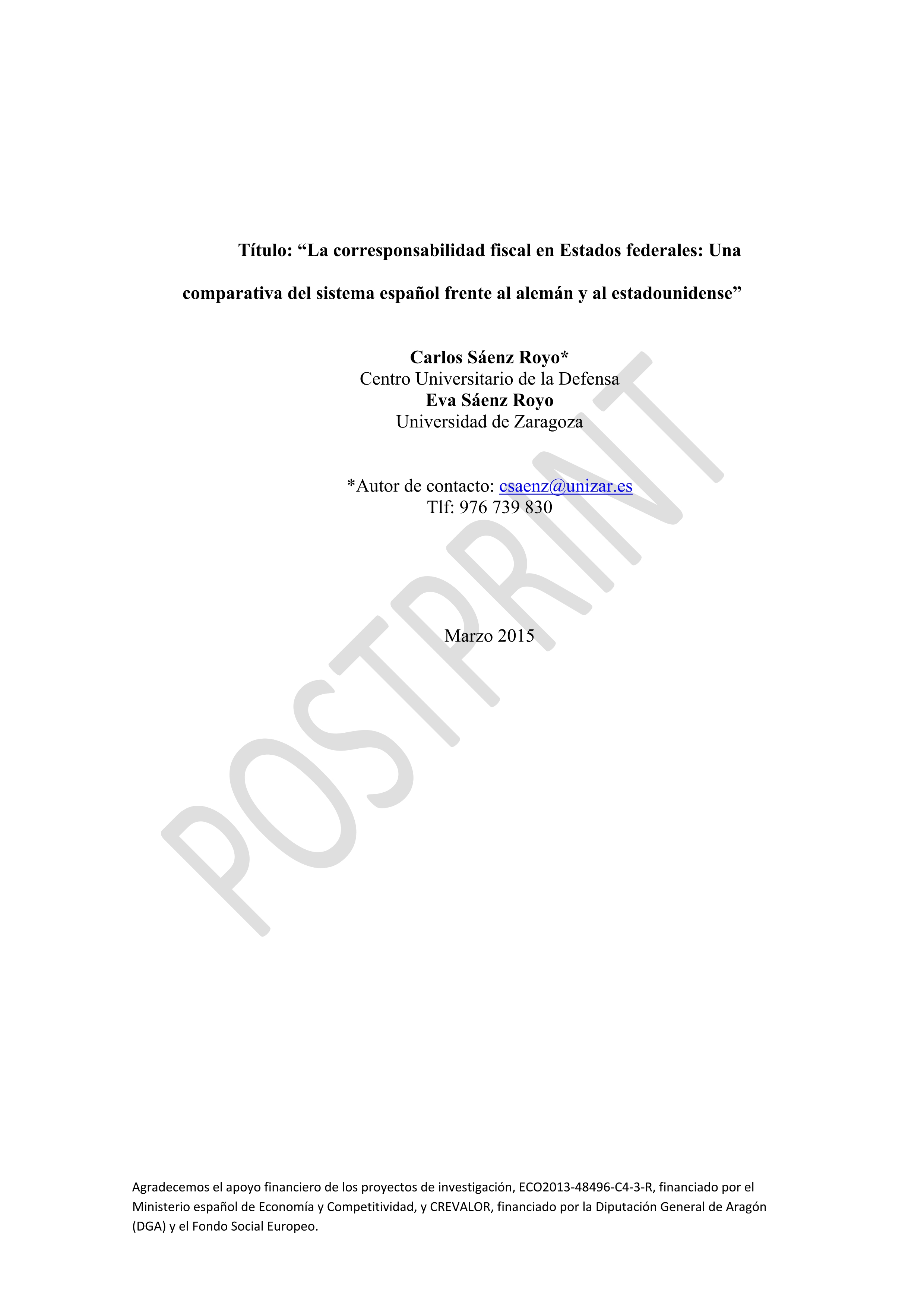 La corresponsabilidad fiscal en Estados federales: una comparativa del sistema español frente al alemán y al estadounidense