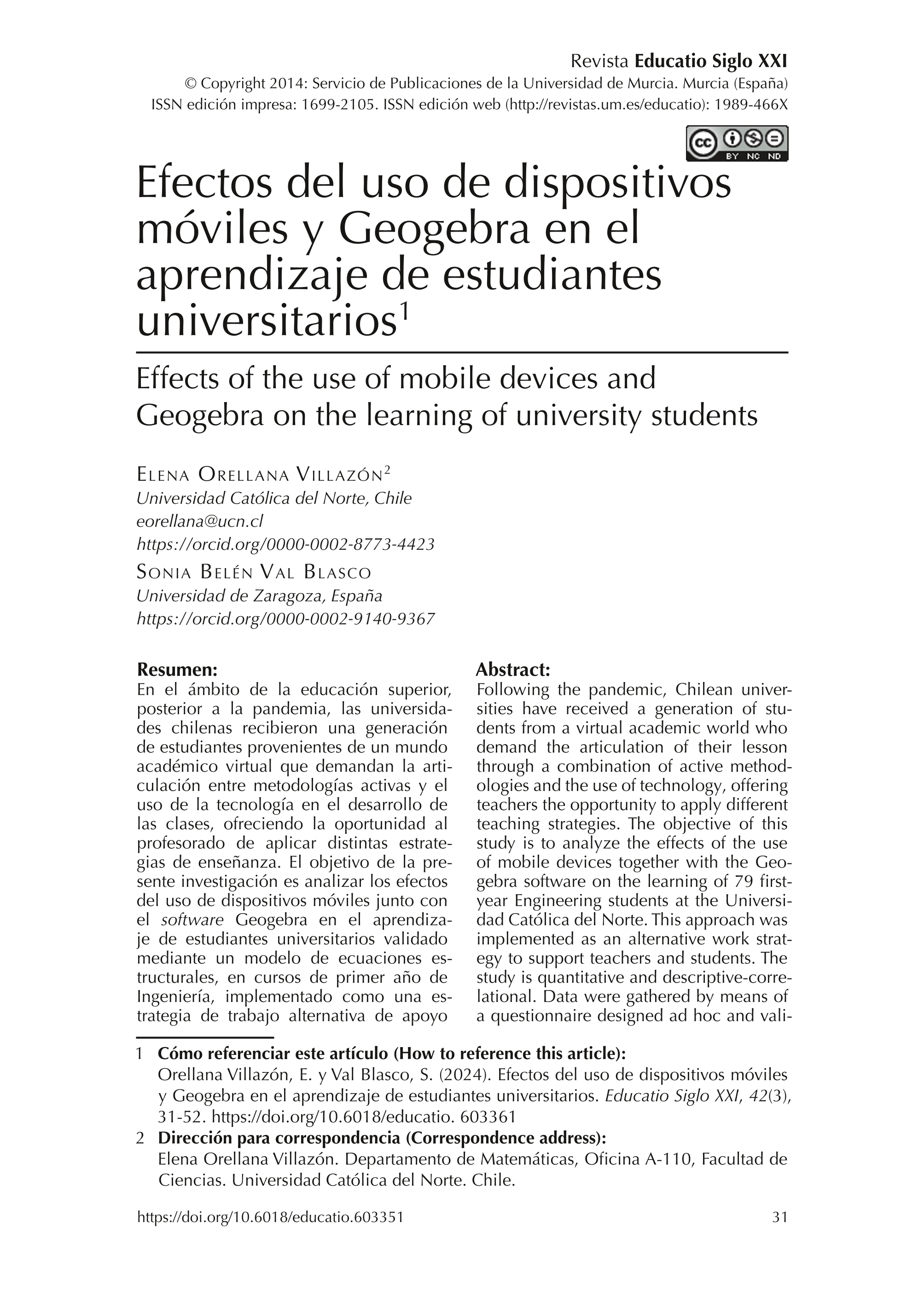 Efectos del uso de dispositivos móviles y Geogebra en el aprendizaje de estudiantes universitarios