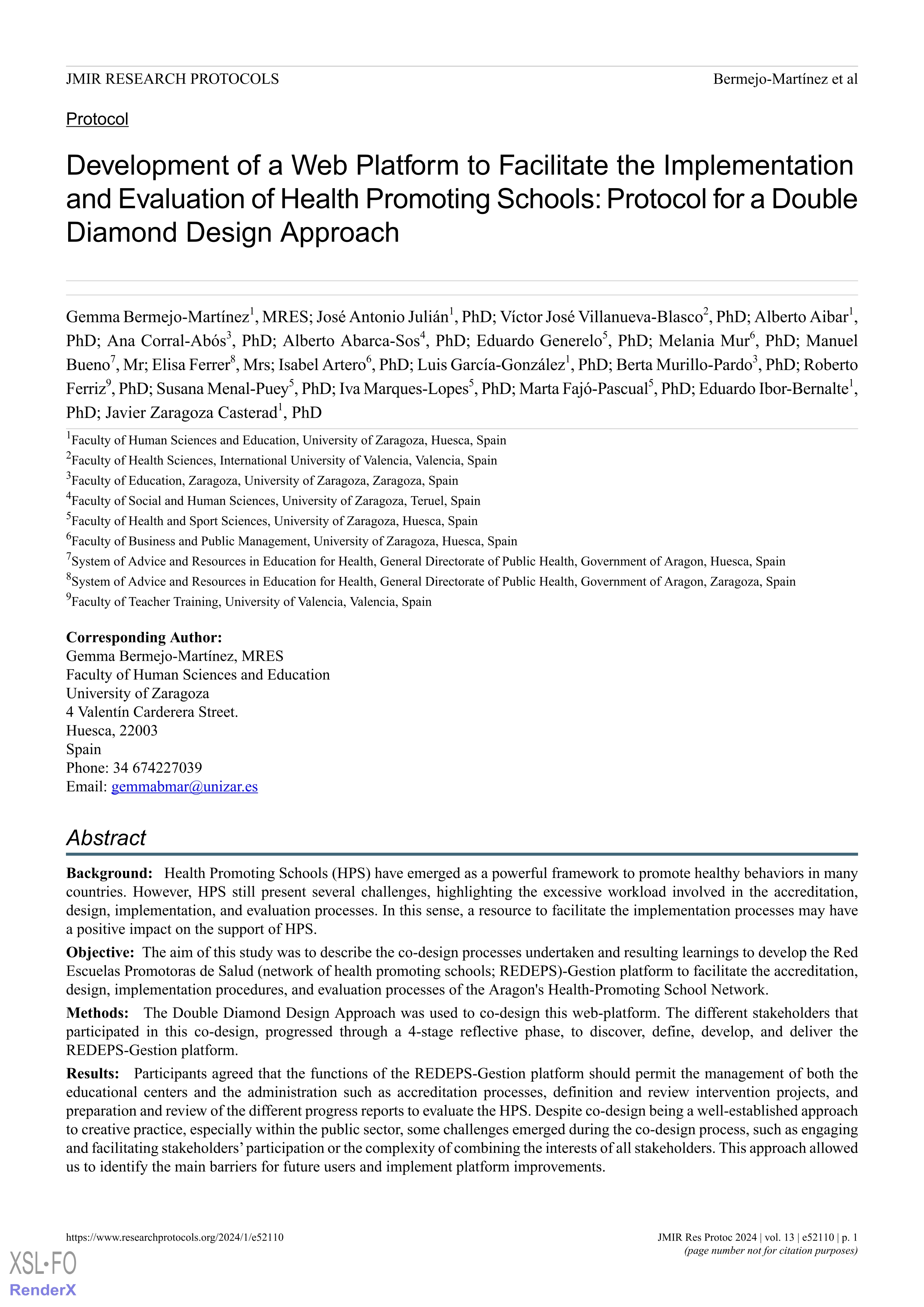 Development of a web platform to facilitate the implementation and evaluation of health promoting schools: protocol for a double diamond design approach