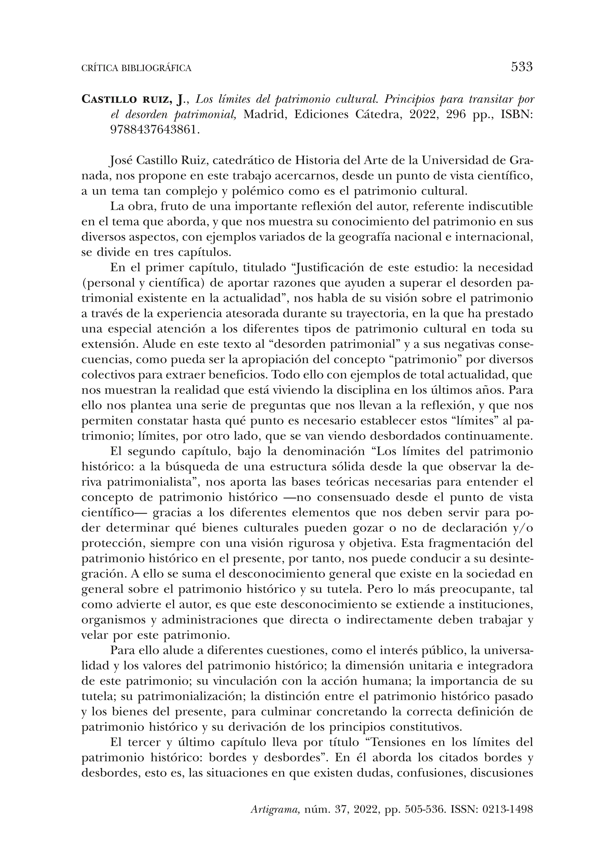 Los límites del patrimonio cultural. Principios para transitar por el desorden patrimonial