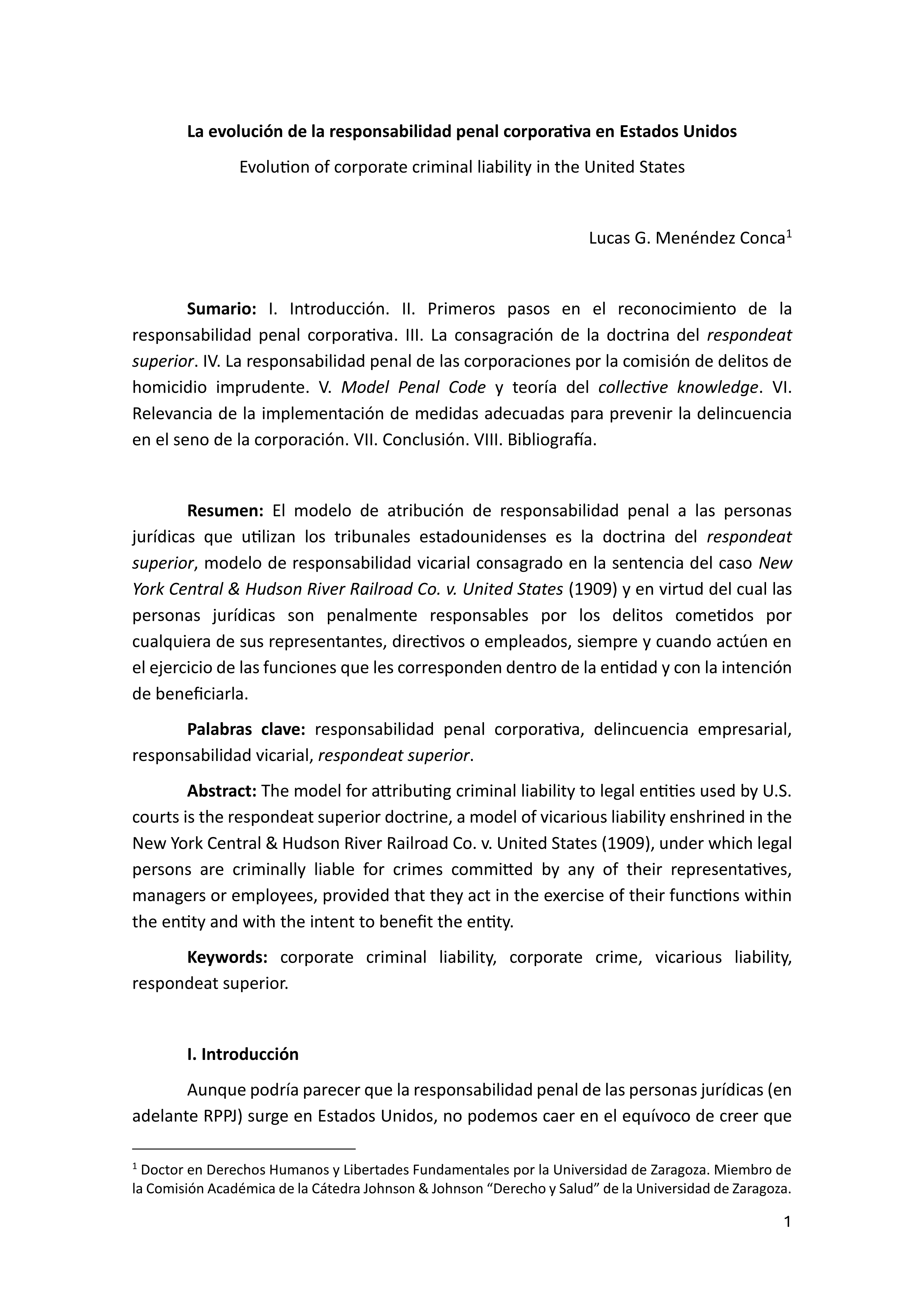 La evolución de la responsabilidad penal corporativa en Estados Unidos