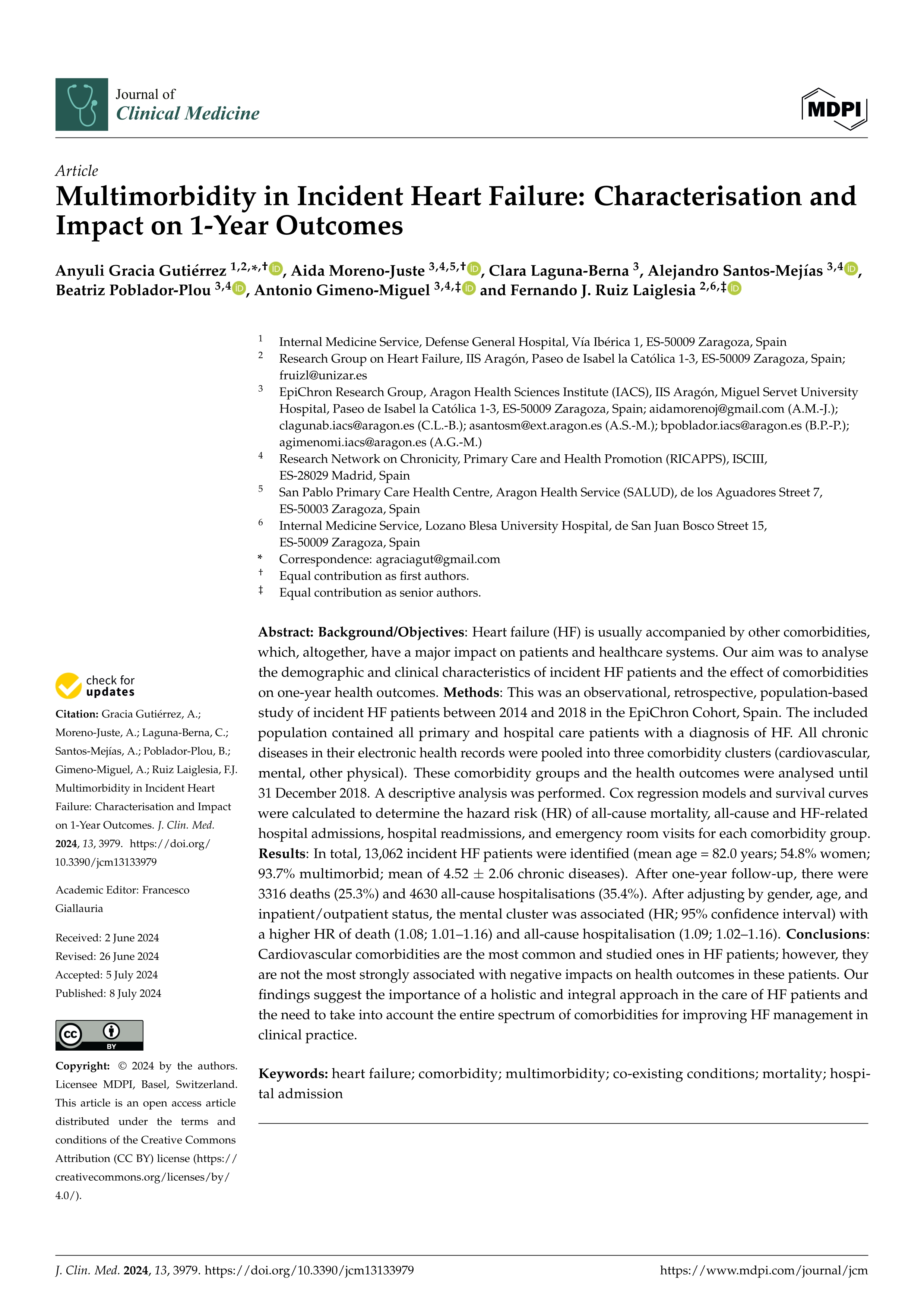 Multimorbidity in Incident Heart Failure: Characterisation and Impact on 1-Year Outcomes