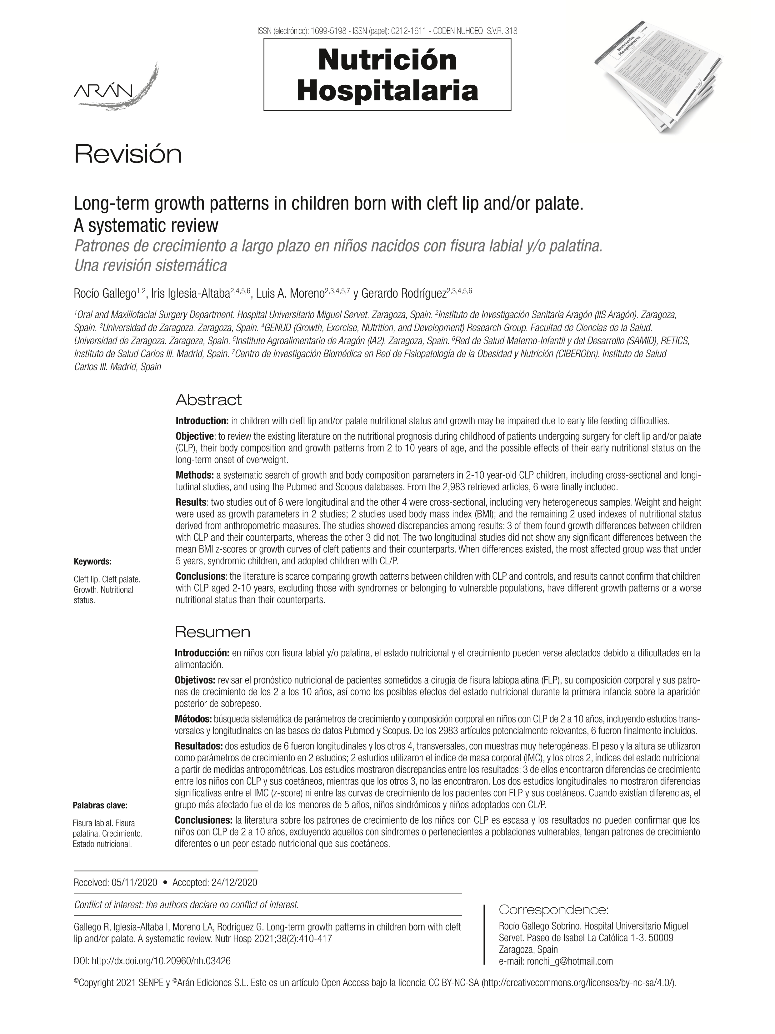 Long-term growth patterns in children born with cleft lip and/or palate. A systematic review