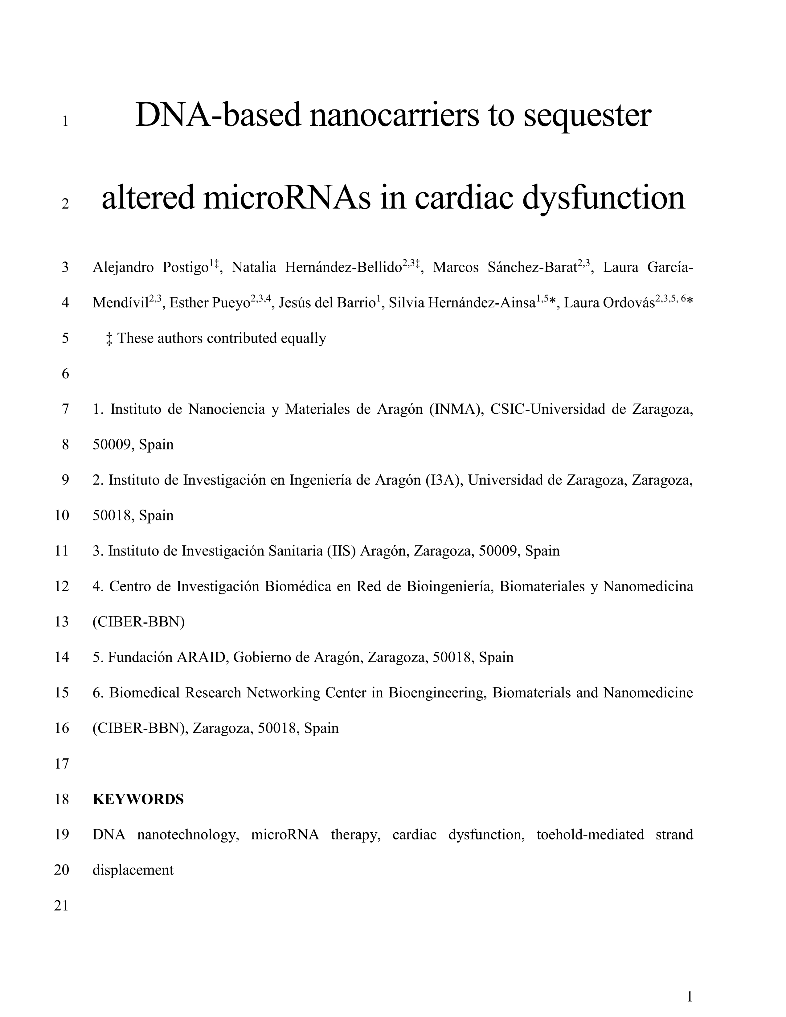 DNA-Based Nanocarriers to Sequester Altered microRNAs in Cardiac Dysfunction