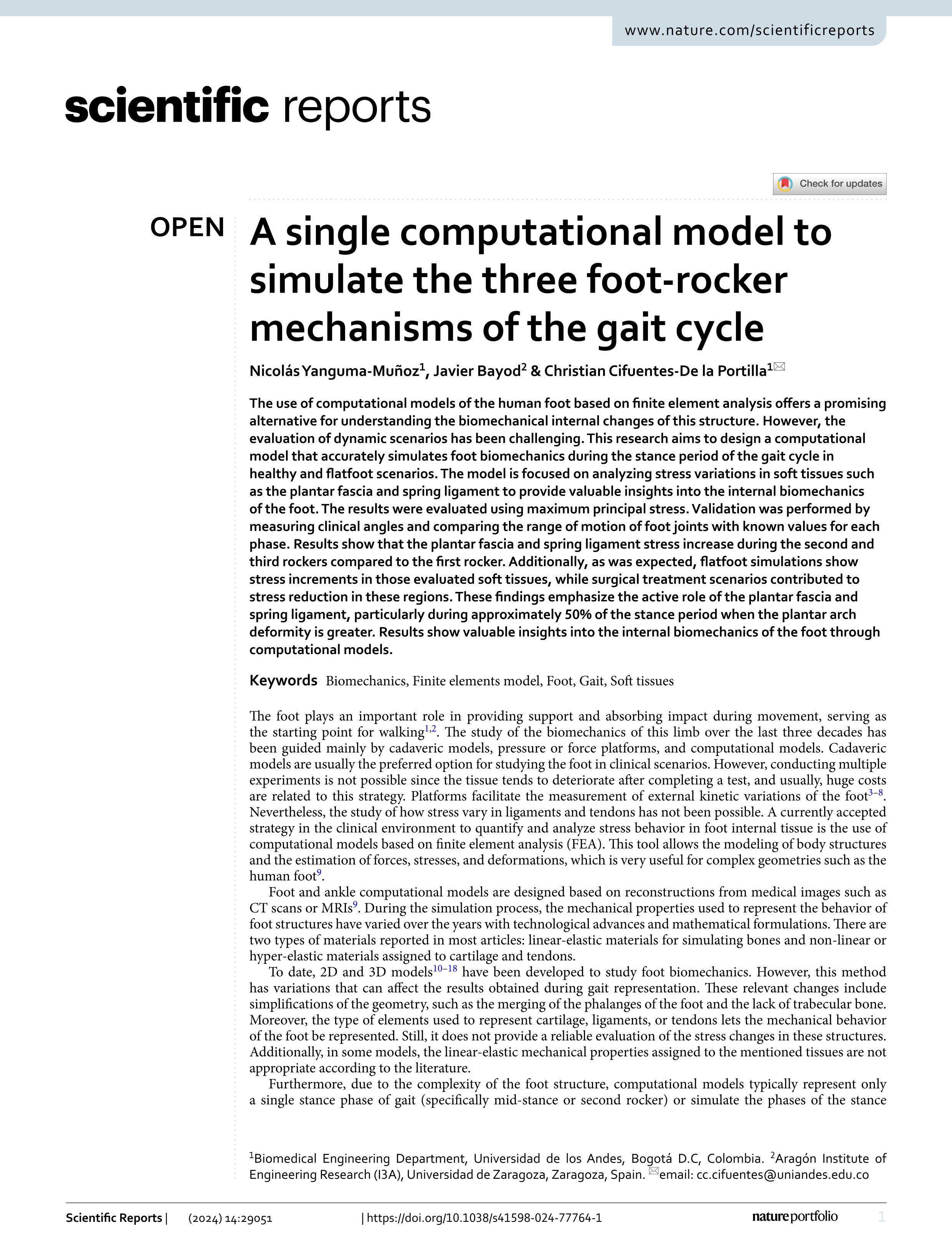 A single computational model to simulate the three foot-rocker mechanisms of the gait cycle